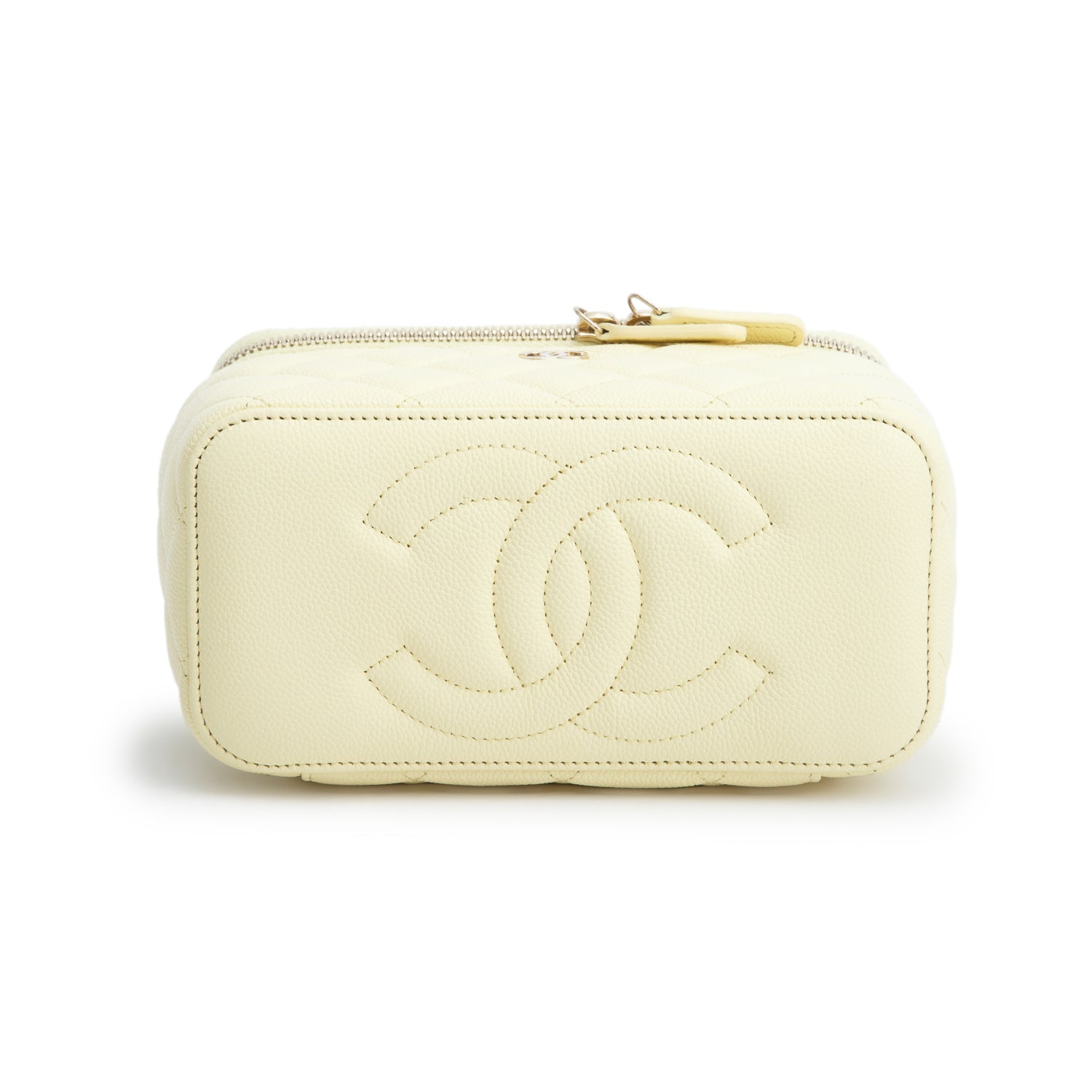 Chanel Yellow Caviar Quilted Leather Small Vanity Case