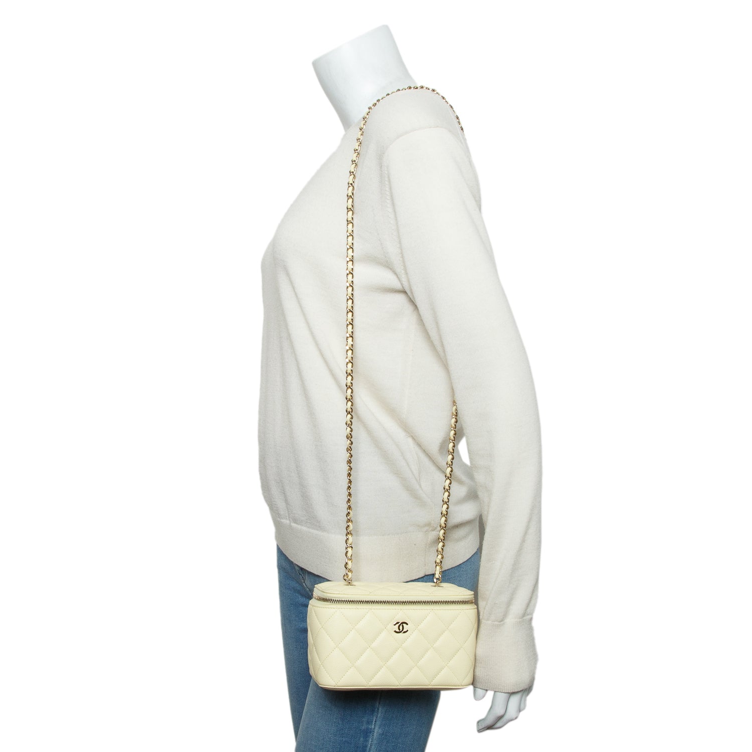 Chanel Yellow Caviar Quilted Leather Small Vanity Case