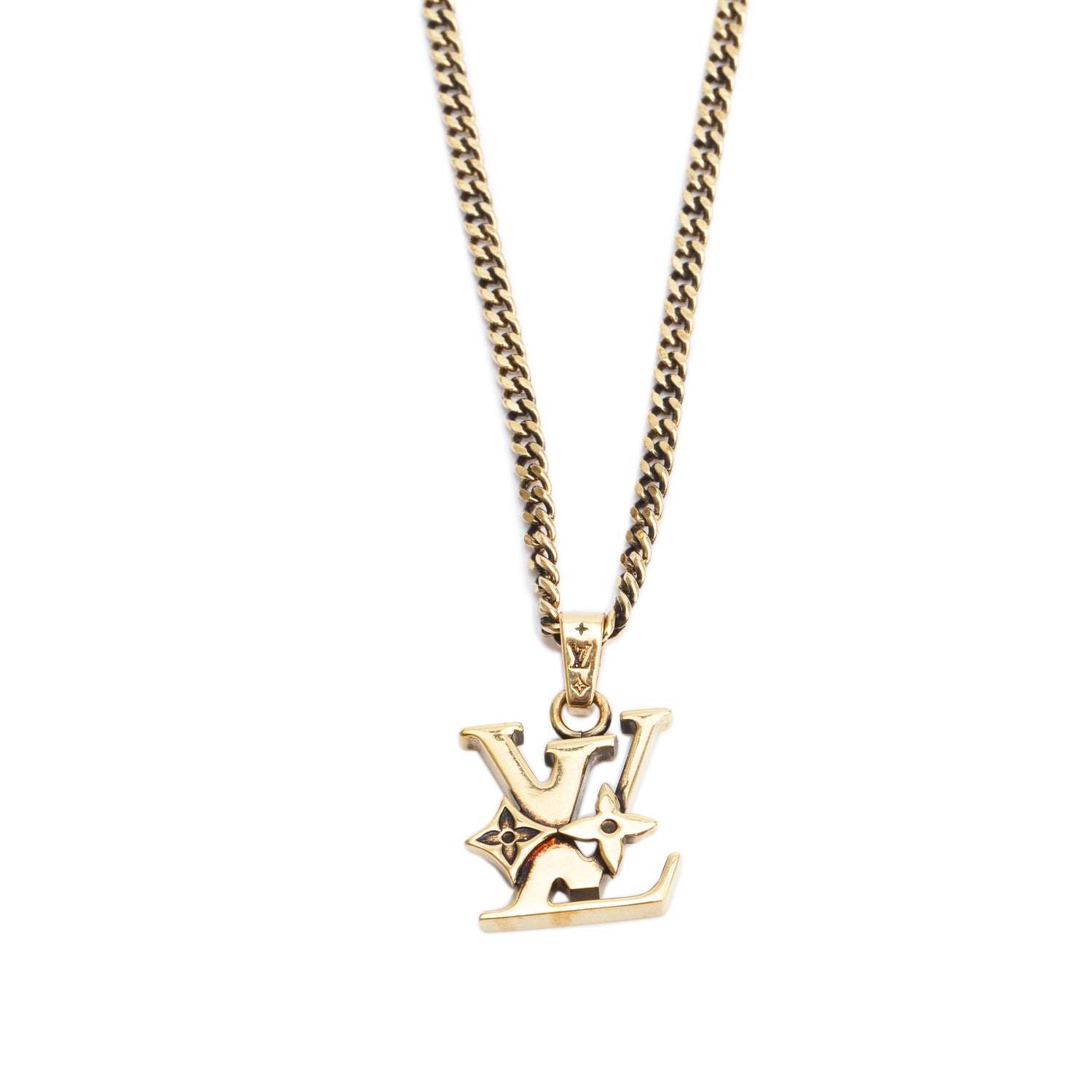 Louis Vuitton 2026 Gold Plated Monogram Row Pendant Necklace w/ Receipt