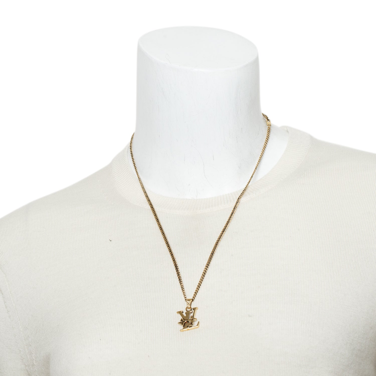 Louis Vuitton 2026 Gold Plated Monogram Row Pendant Necklace w/ Receipt