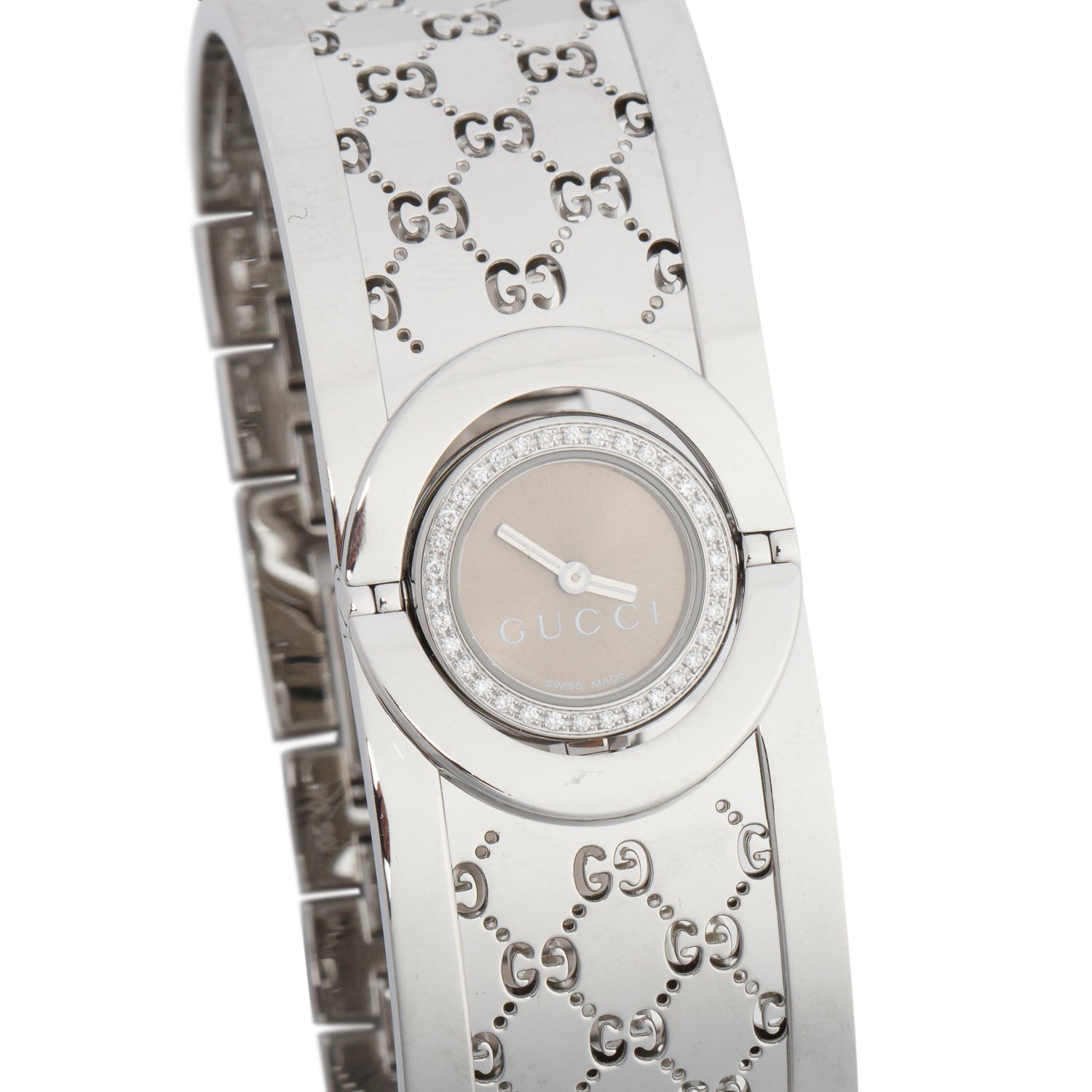 Gucci Stainless Steel Diamond Bezel Twirl Quartz Watch w/ Box & Papers