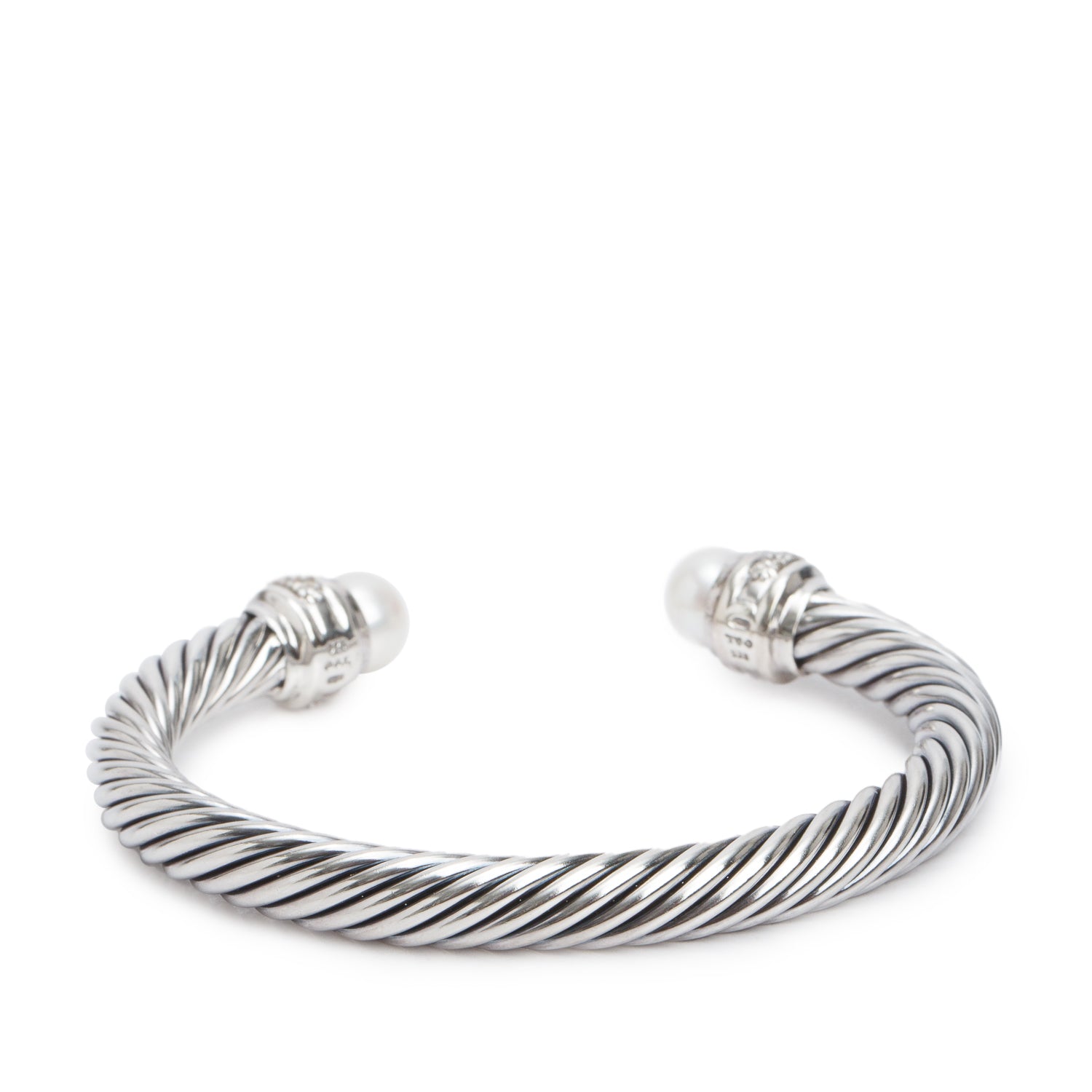 David Yurman Sterling Silver Pearl & Diamond 7MM Cable Classics Bracelet