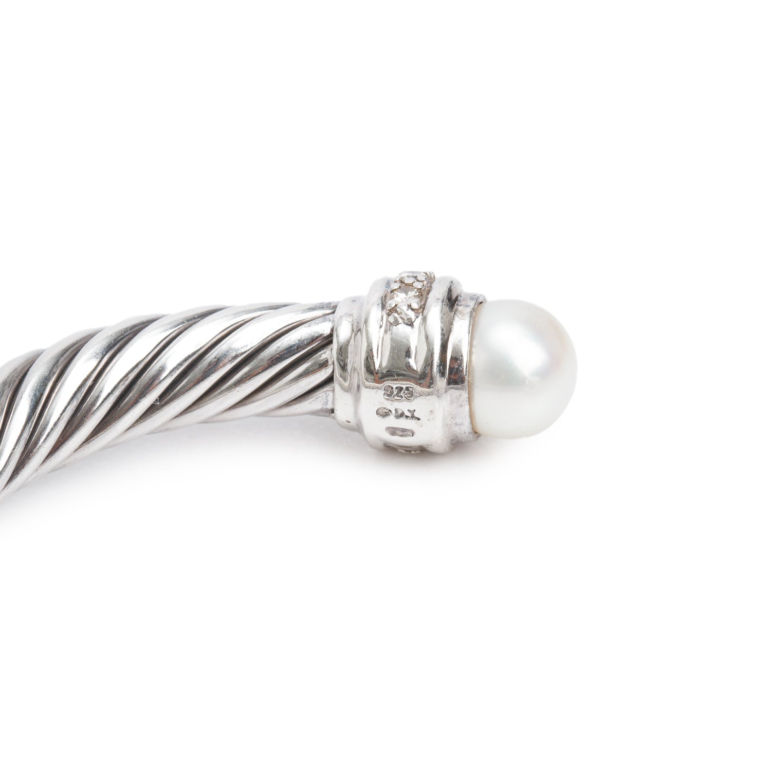 David Yurman Sterling Silver Pearl & Diamond 7MM Cable Classics Bracelet