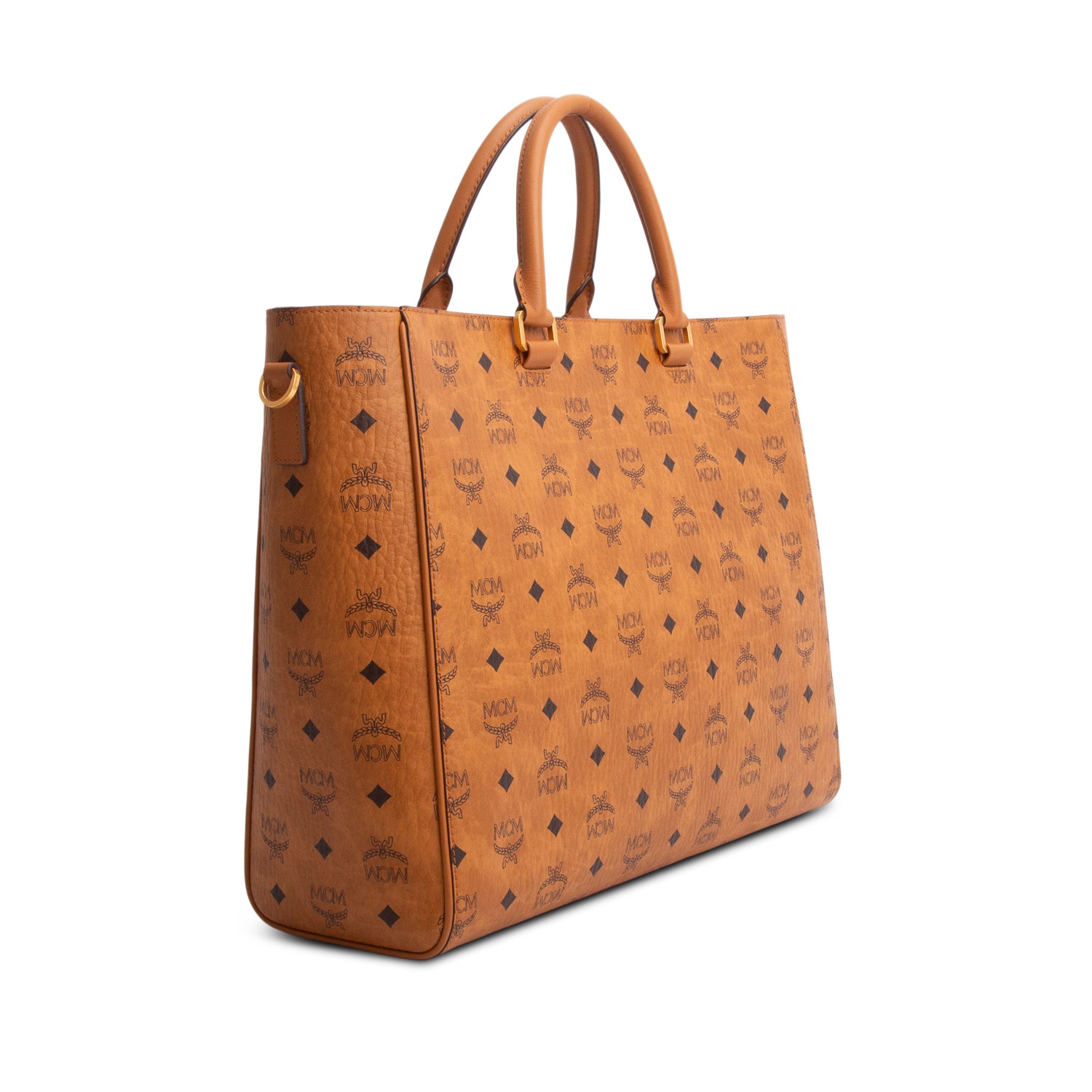 MCM Brown Visetos Large Diamond Tote w/ Strap