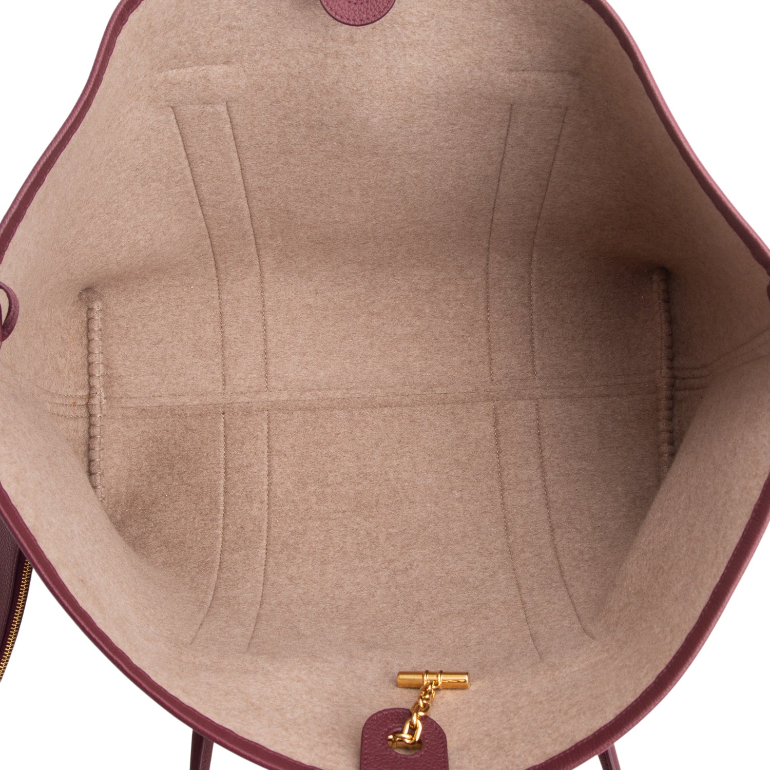 Loro Piana Burgundy Calfskin Ghiera Large Tote w/ Pouch