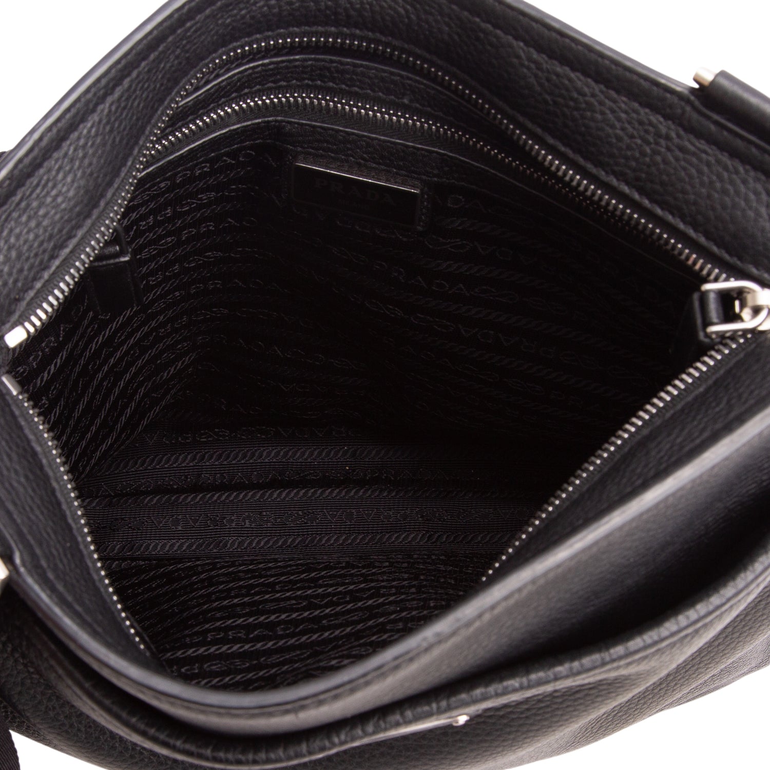 Prada Black Vitello City Messenger Bag w/ Authenticity Card