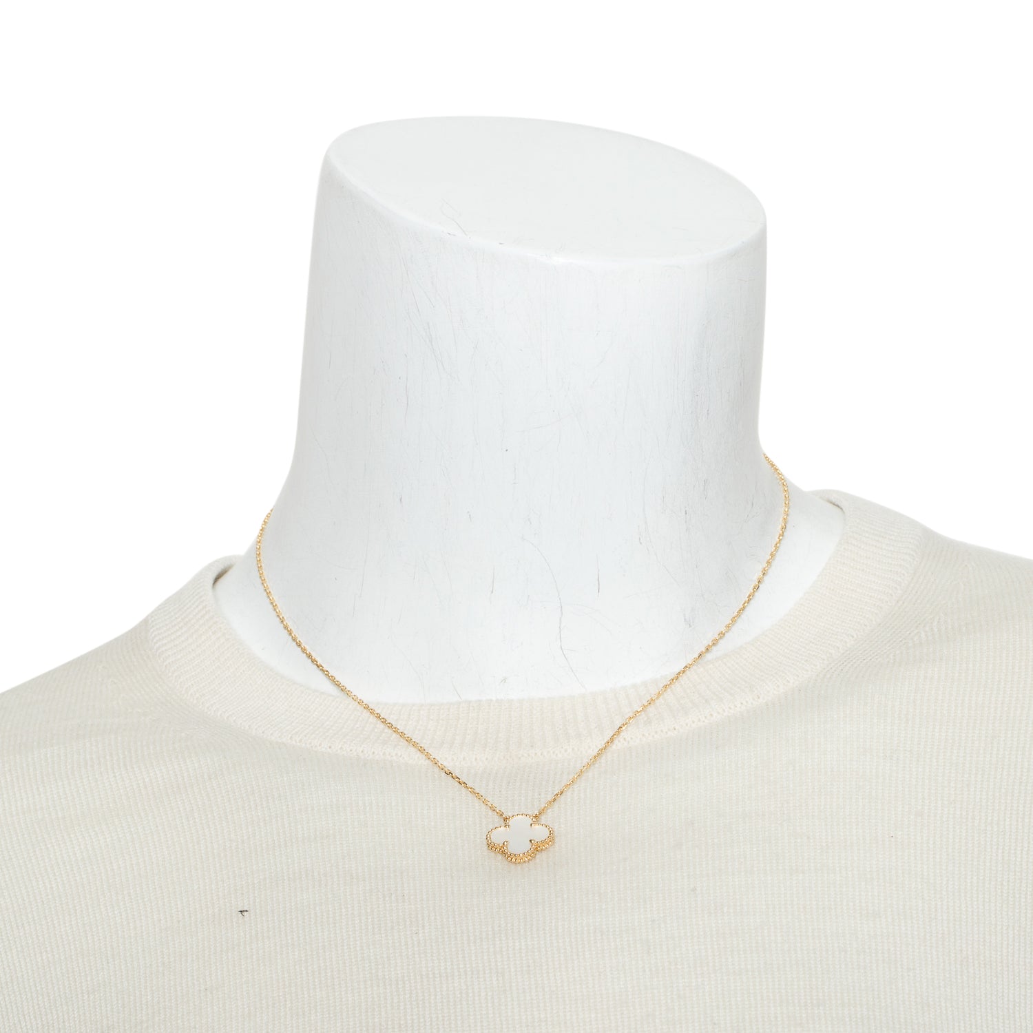 Van Cleef & Arpels 2023 18k Yellow Gold Vintage Alhambra Mother of Pearl Pendant Necklace w/ Box & Certificate