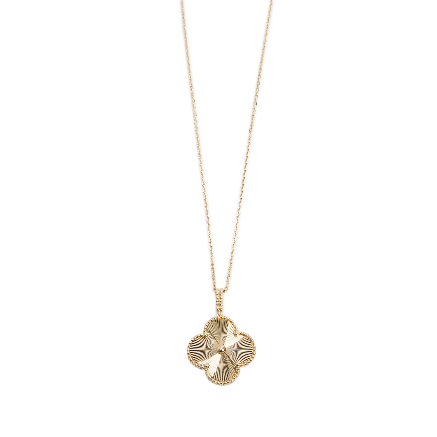 Van Cleef & Arpels 2024 18k Yellow Gold Magic Alhambra Guilloche Pendant Long Necklace w/ Box & Certificate