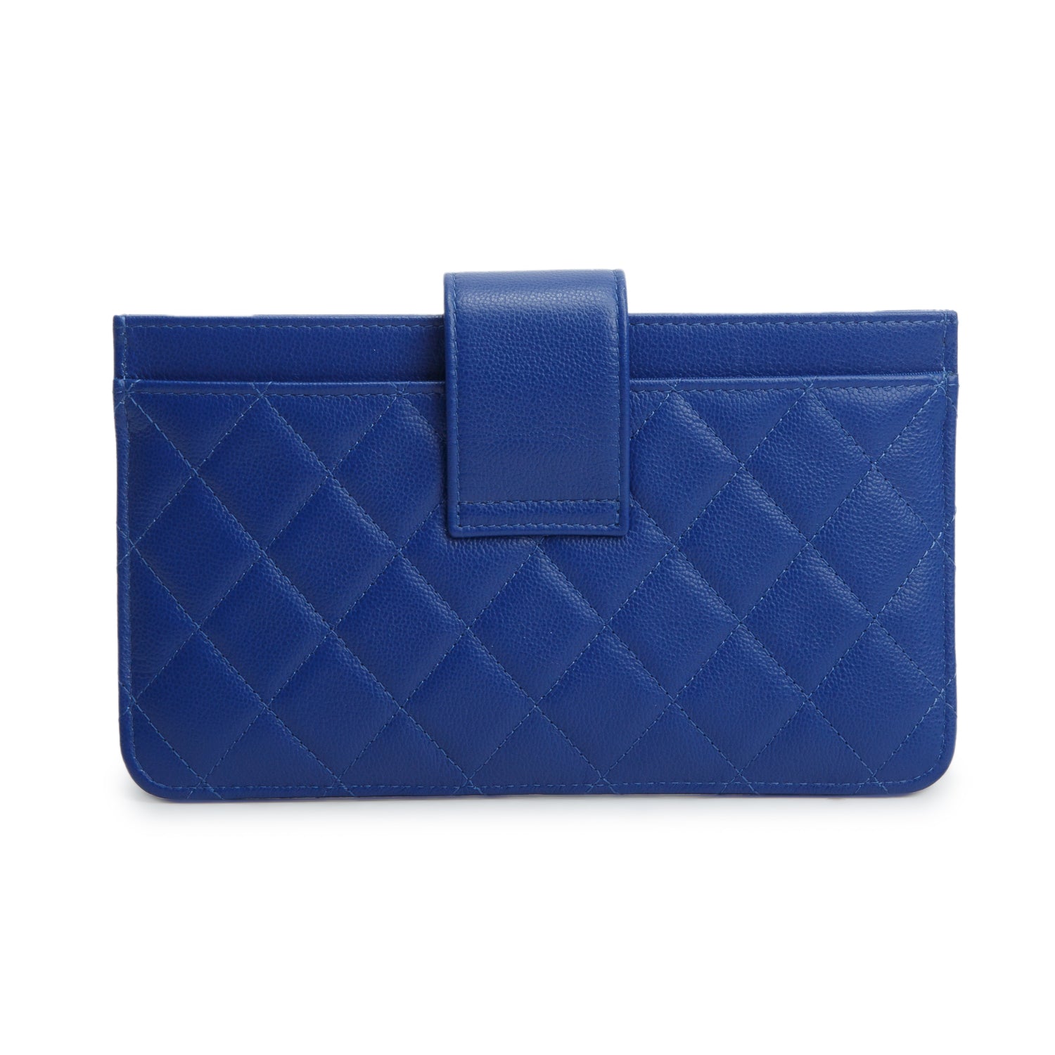 Chanel Blue Caviar Quilted Leather CC Box Wallet w/ Box & Pouch