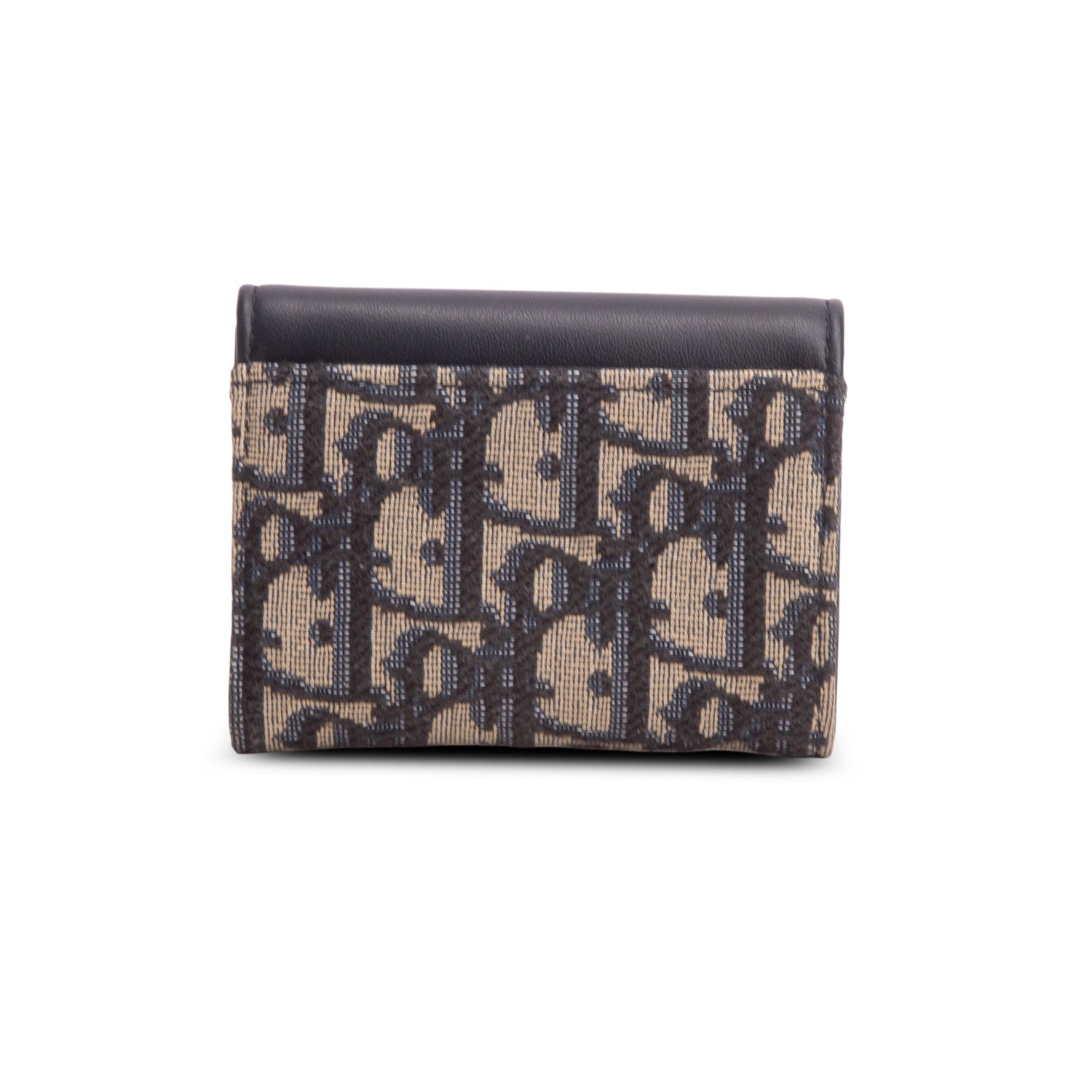Christian Dior 2024 Navy Smooth Calfskin Oblique Jacquard 30 Montaigne Veronia Wallet w/ Box