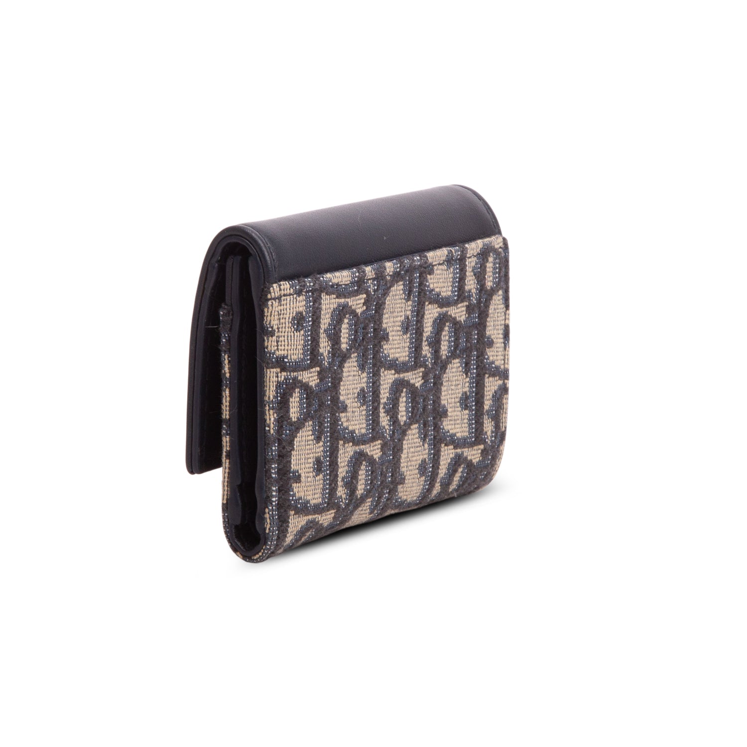 Christian Dior 2024 Navy Smooth Calfskin Oblique Jacquard 30 Montaigne Veronia Wallet w/ Box