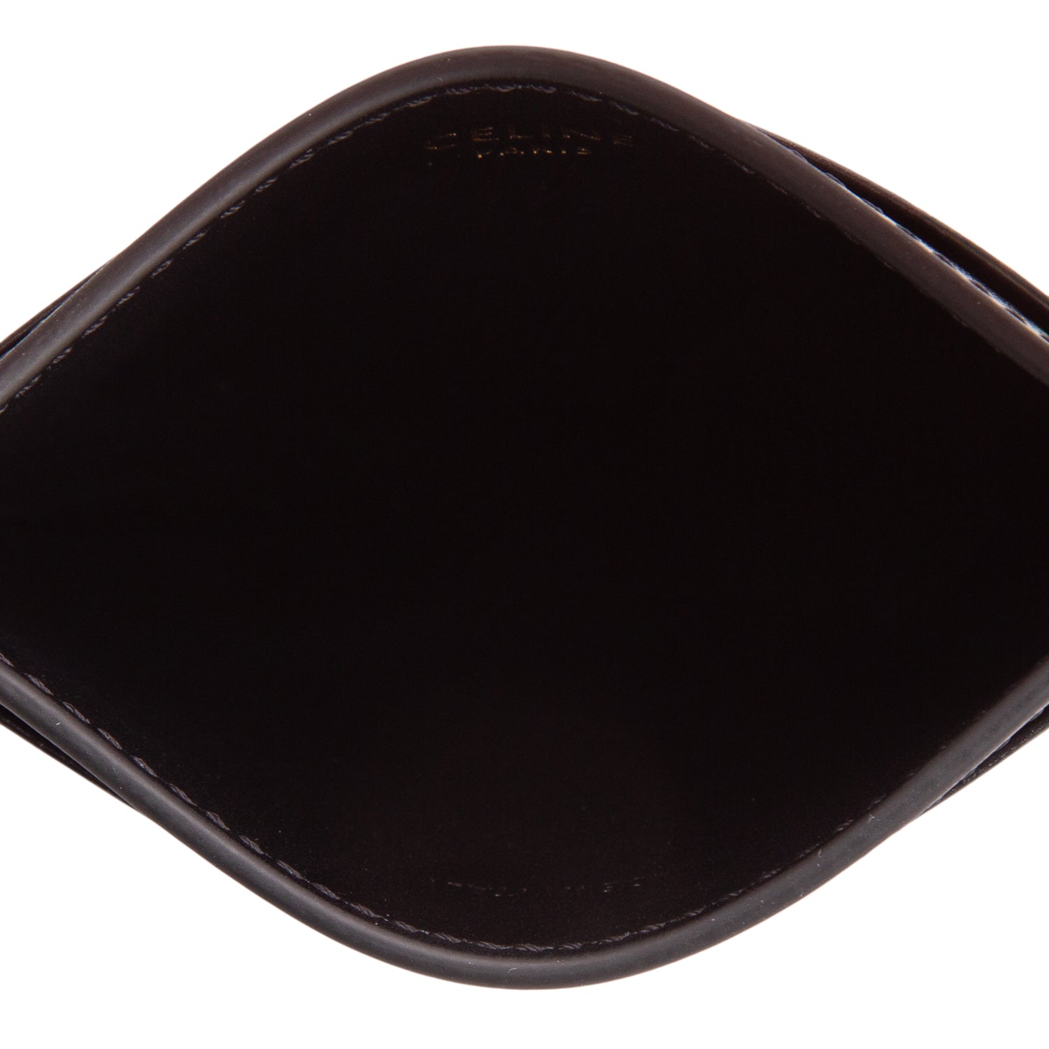 Celine 2024 Black Shiny Calfskin Triomphe Logo Card Holder w/ Box