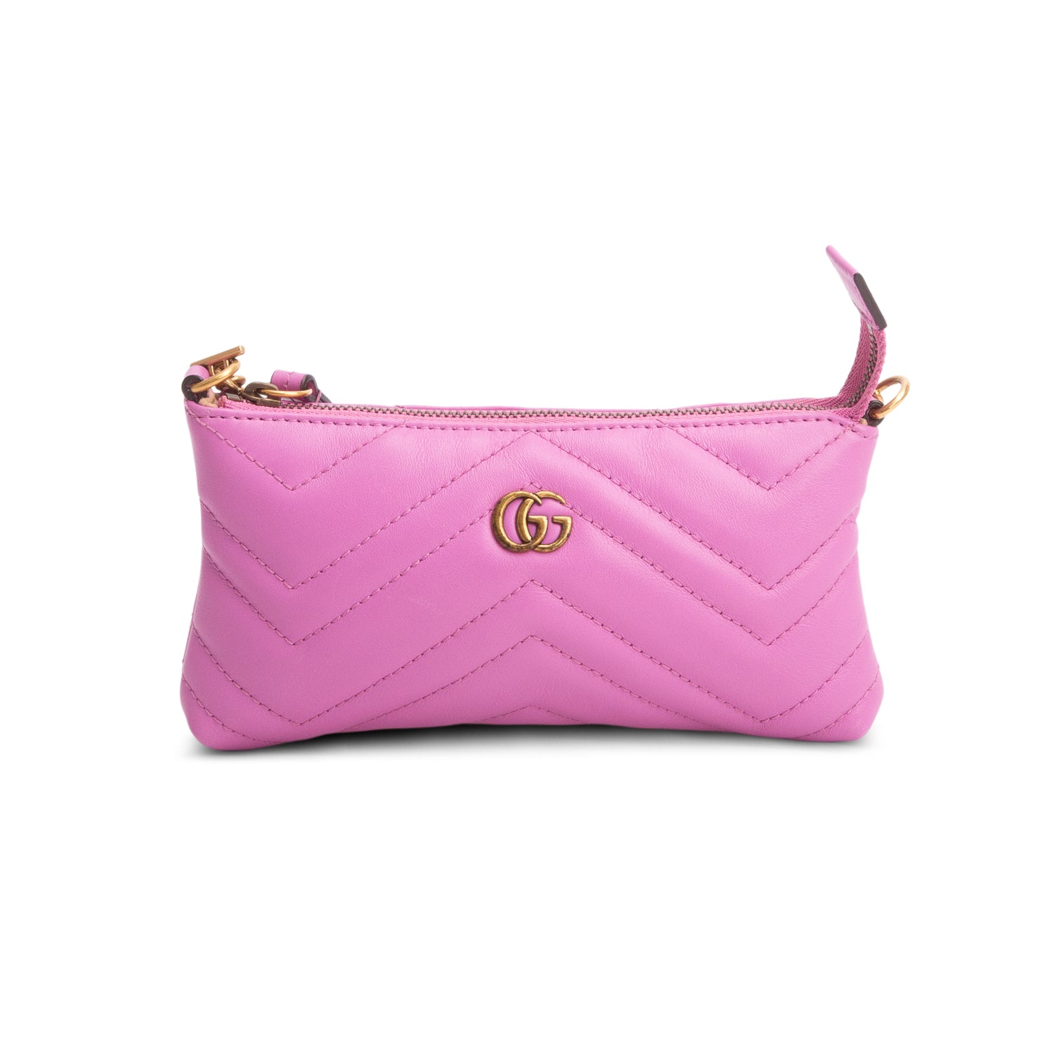 Gucci Purple Calfskin Matelasse Mini GG Marmont Chain Bag w/ Box