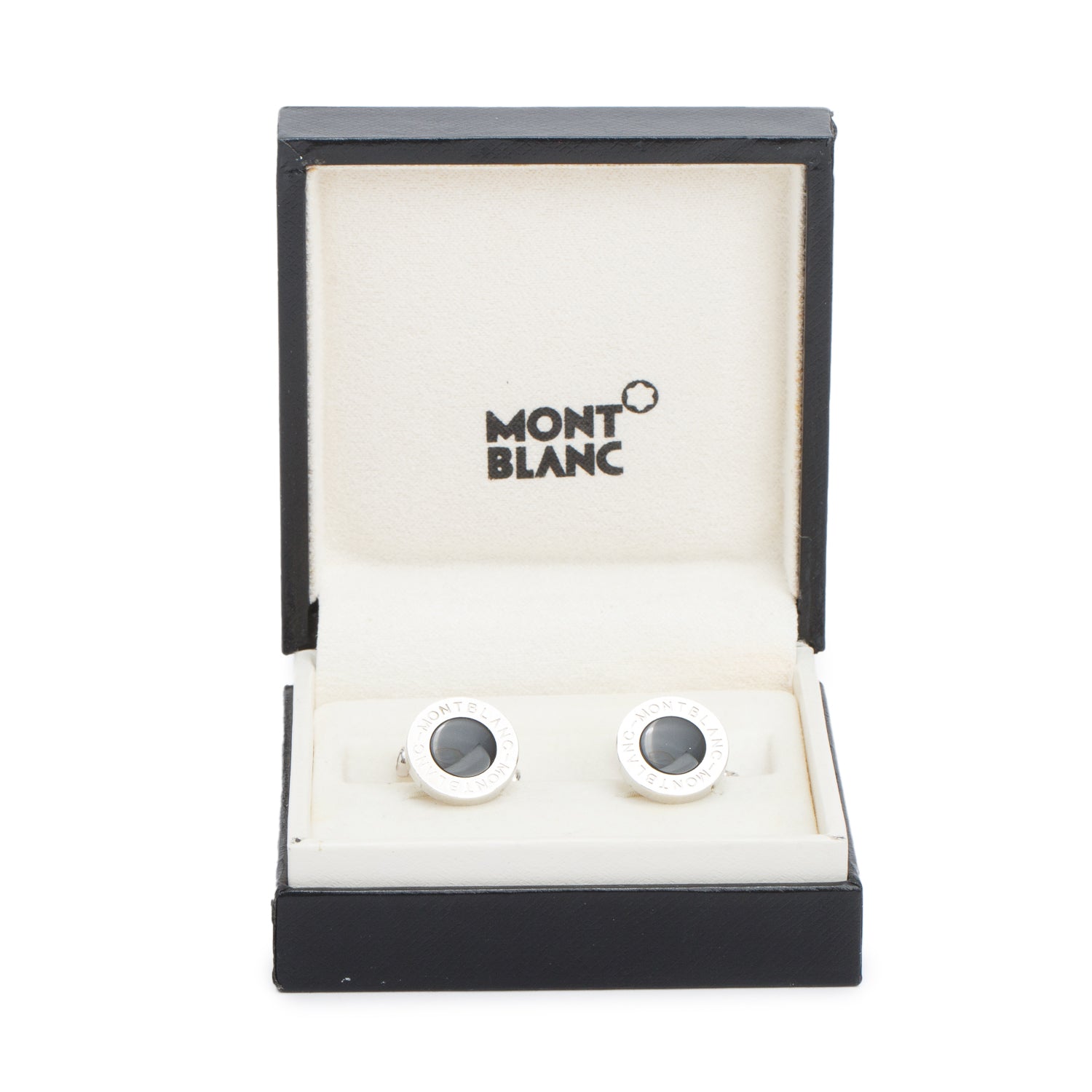 Montblanc Stainless Steel Meisterstuck Onyx Cufflinks w/ Box