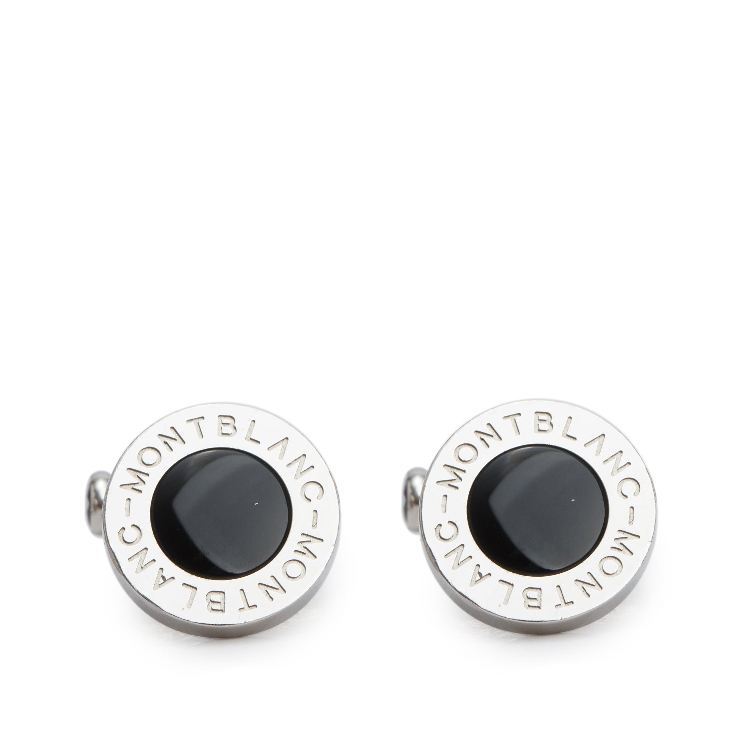 Montblanc Stainless Steel Meisterstuck Onyx Cufflinks w/ Box