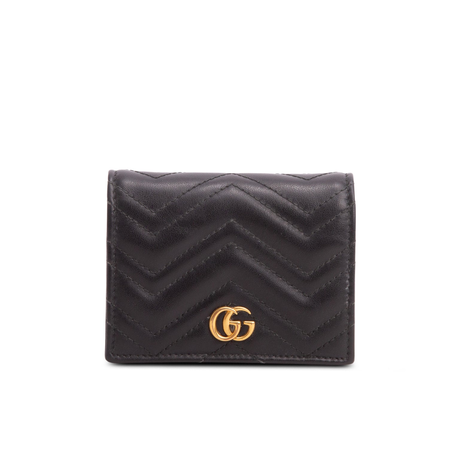 Gucci Black Quilted GG Marmont Leather Card Case Wallet