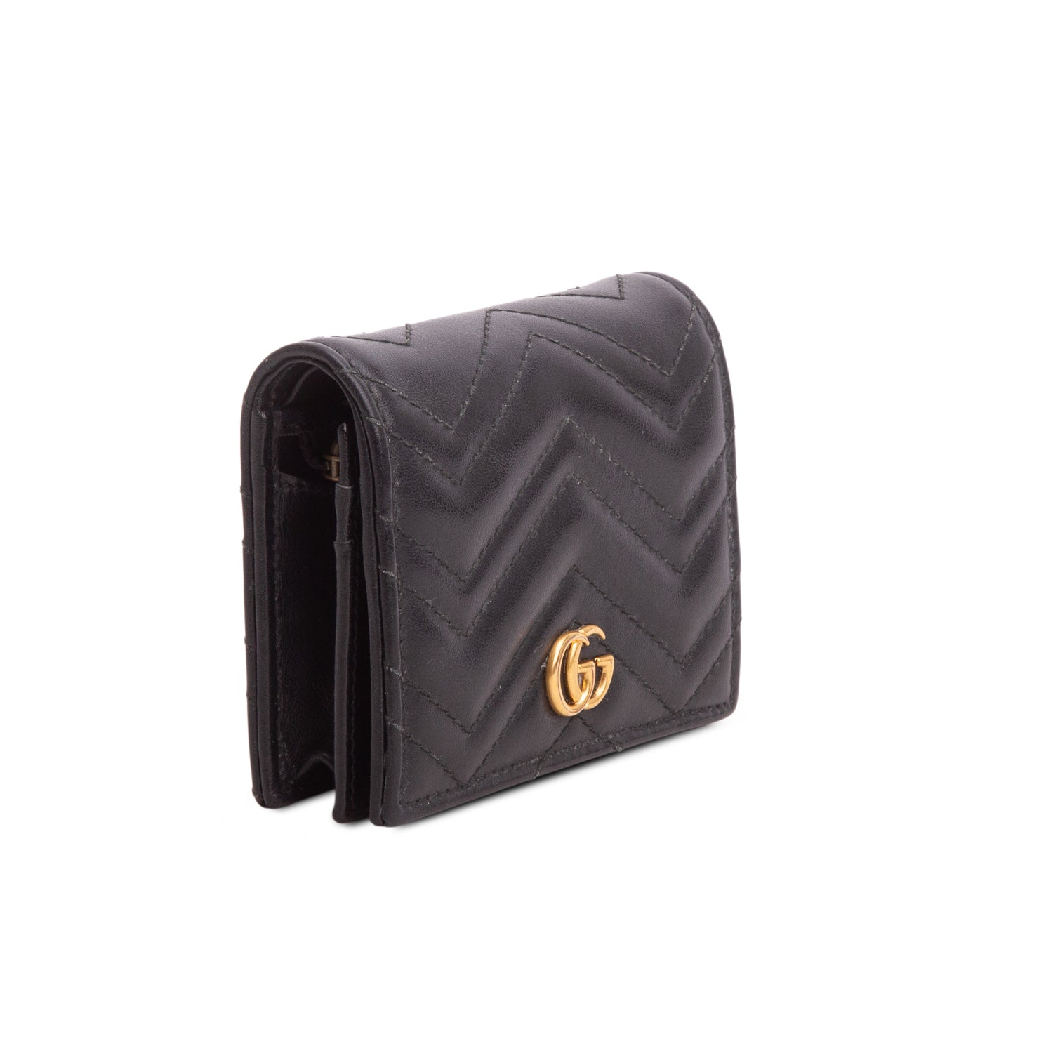 Gucci Black Quilted GG Marmont Leather Card Case Wallet