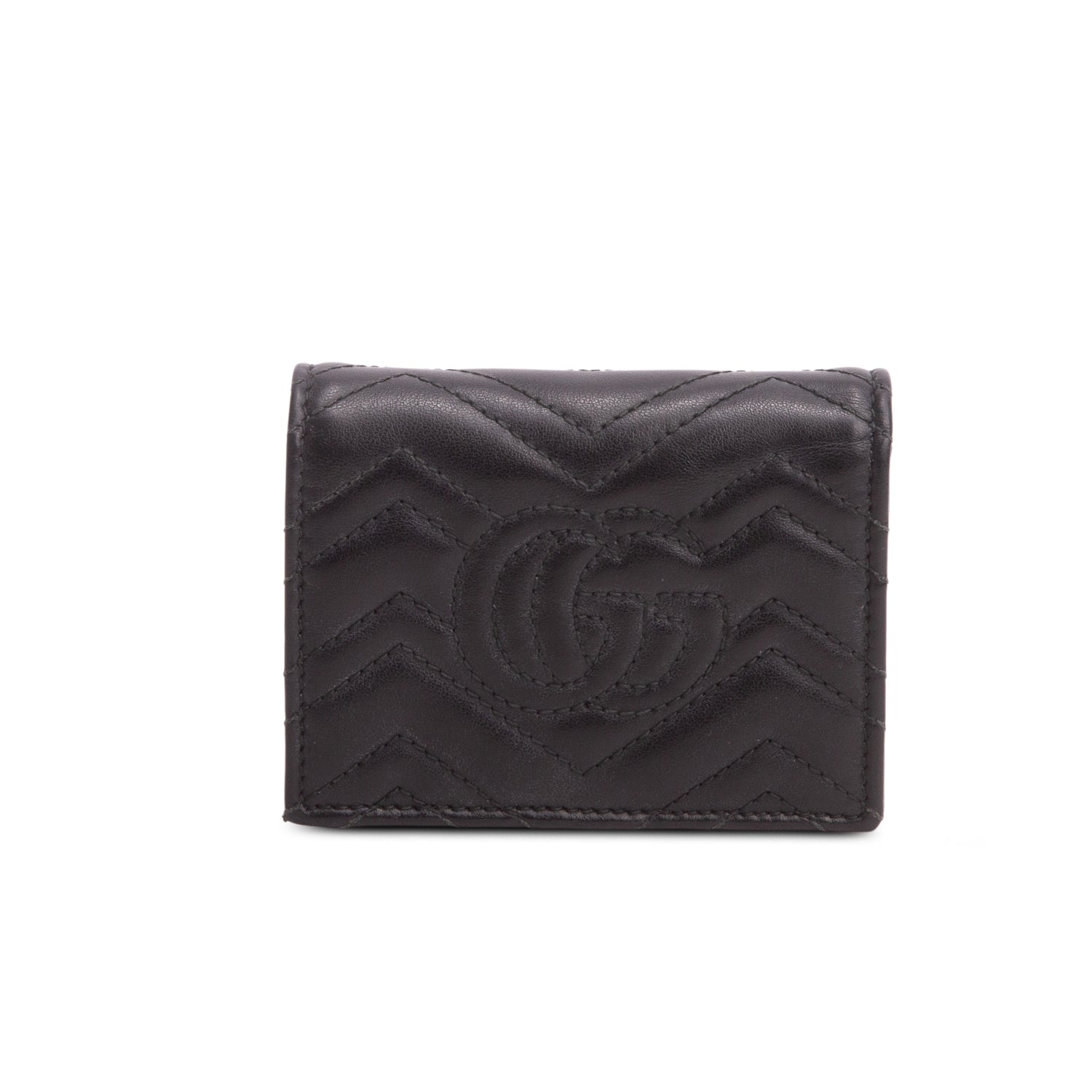 Gucci Black Quilted GG Marmont Leather Card Case Wallet