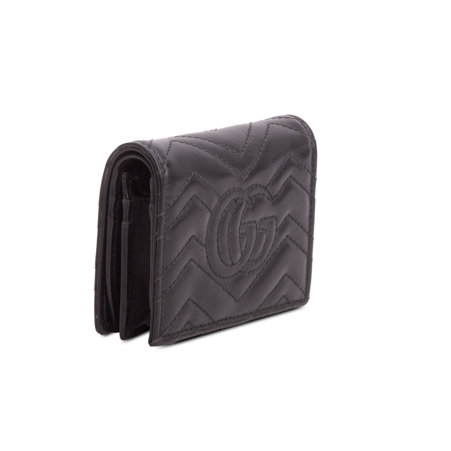 Gucci Black Quilted GG Marmont Leather Card Case Wallet