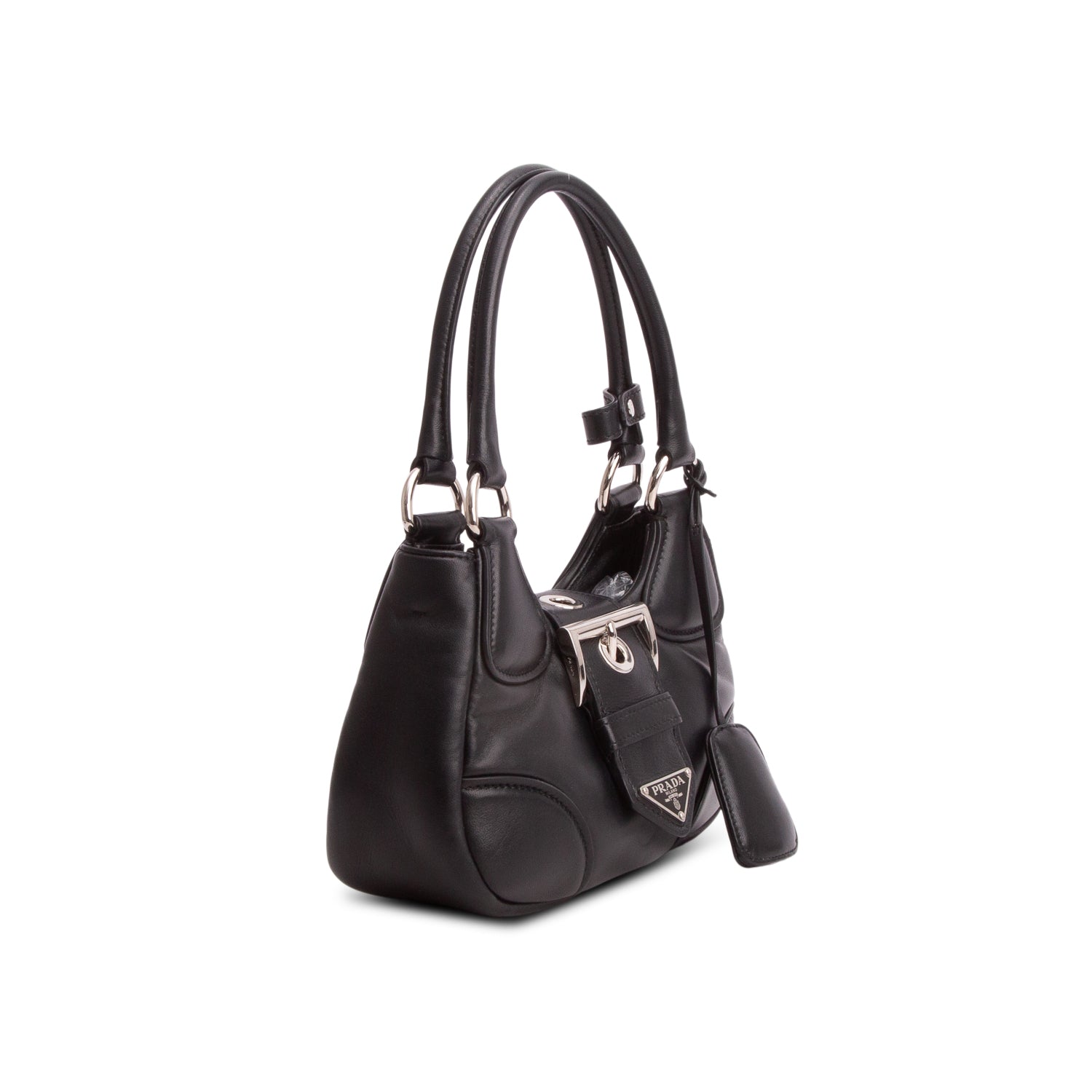 Prada Black Nappa Soft Padded Re-Edition 2002 Moon Bag w/ Strap