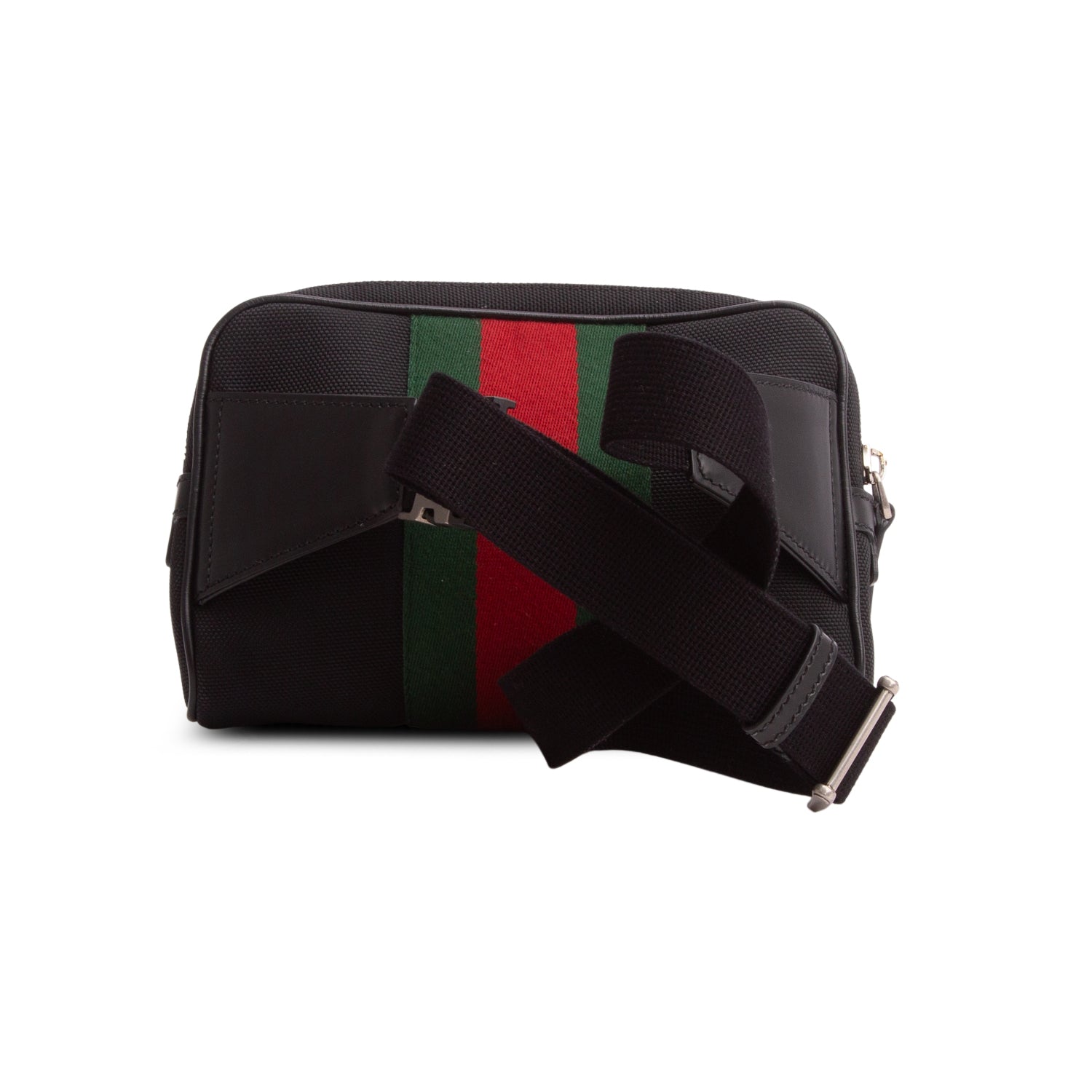 Gucci Black Canvas Web Slim Belt Bag