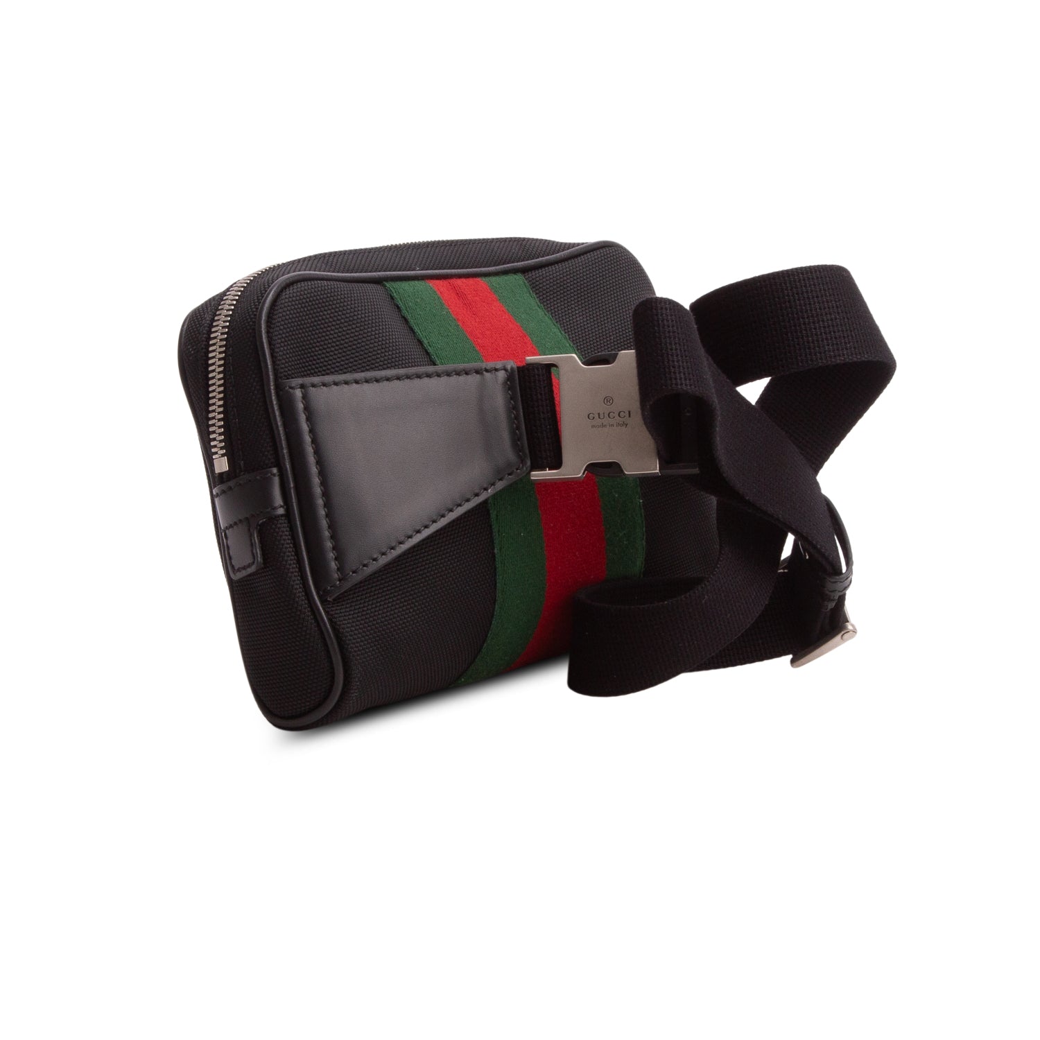 Gucci Black Canvas Web Slim Belt Bag