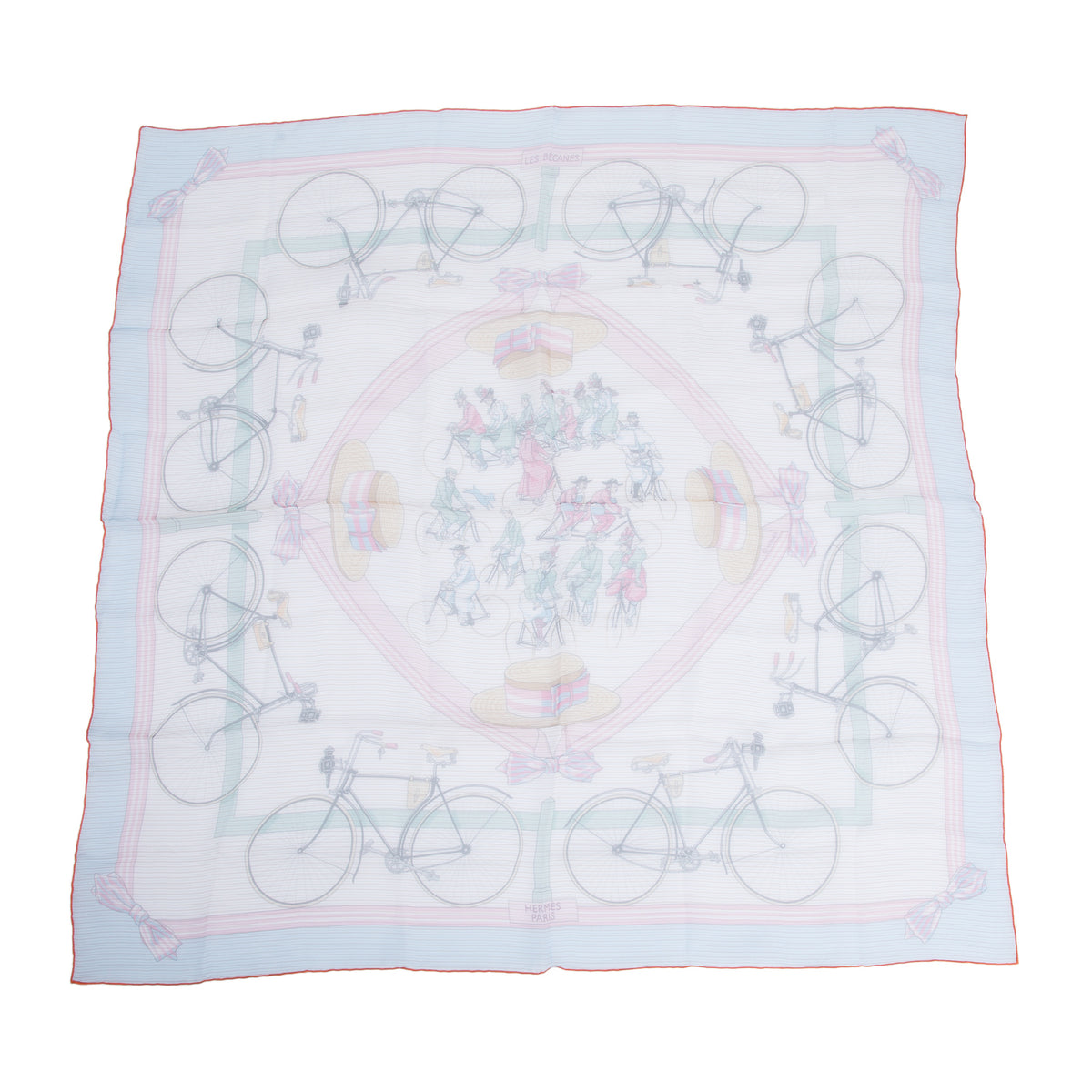Hermes Blue & Multicolor 'Les Becanes' Silk Scarf 70 w/ Box