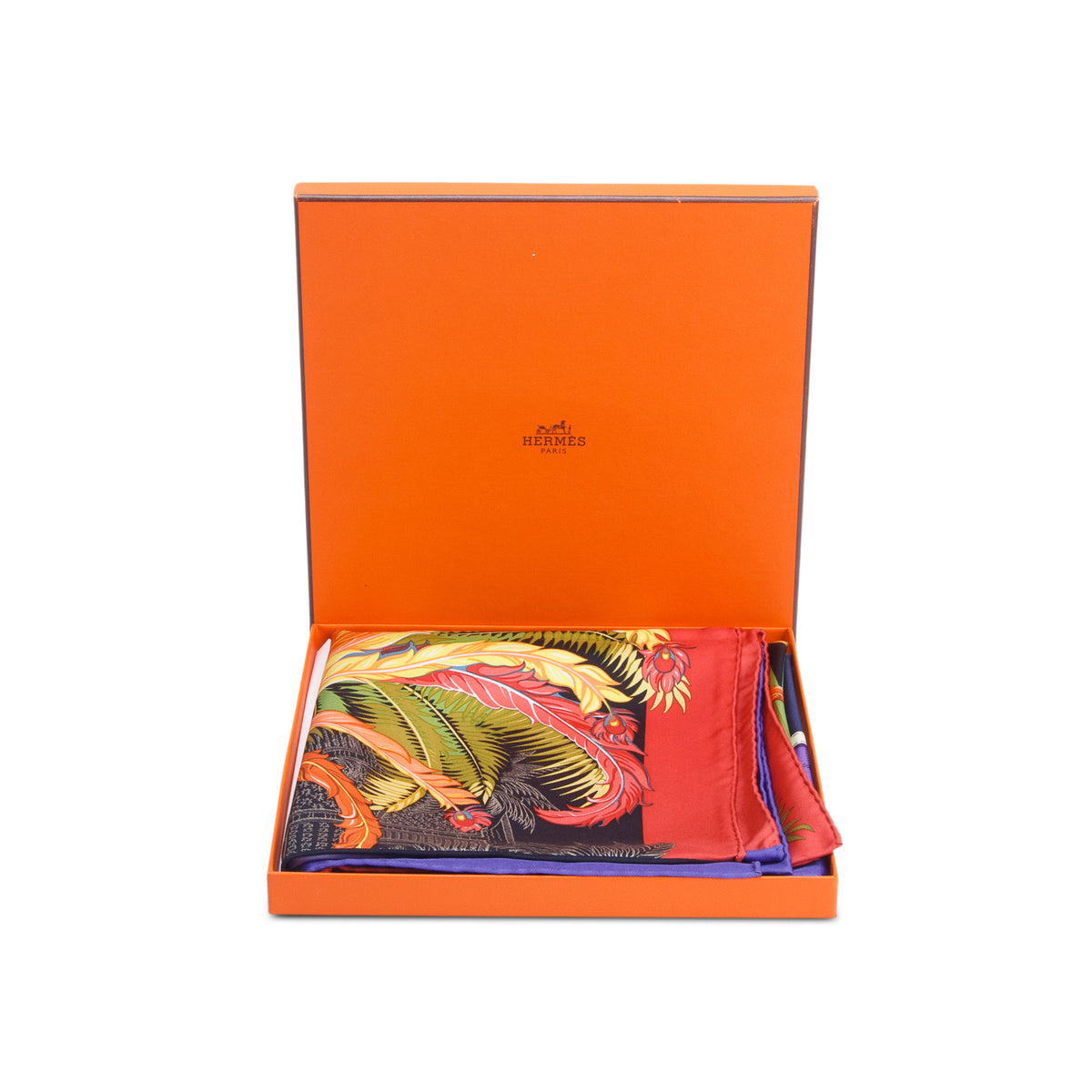 Hermes Multicolor 'Mythique Phoenix' & 'Carmails' Silk Scarf 90 w/ Box