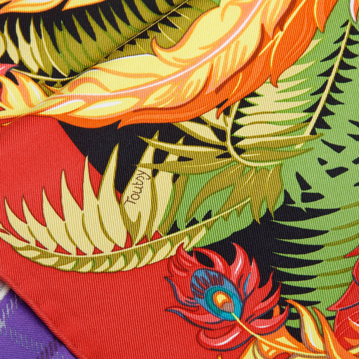 Hermes Multicolor 'Mythique Phoenix' & 'Carmails' Silk Scarf 90 w/ Box