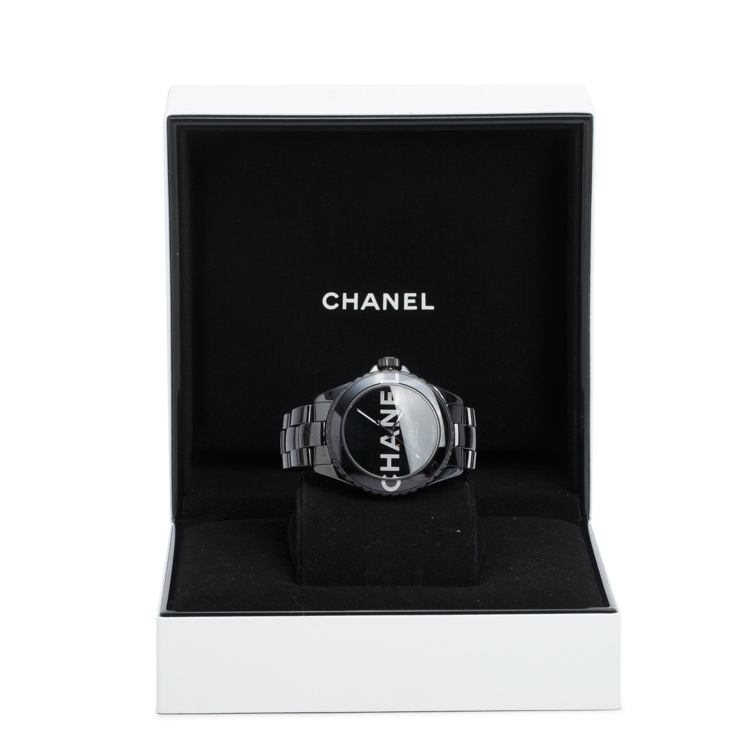 Chanel Limited Edition Black Ceramic J12 Wanted 38 MM Automatic Watch H7418 w/ Box & Papers