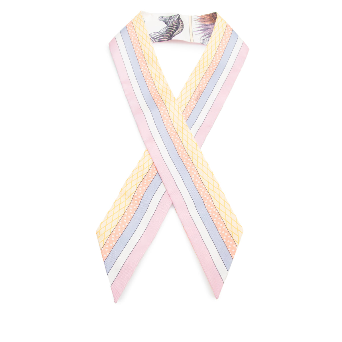 Hermes Multicolor 'Grand Theatre' Silk Twilly w/ Box