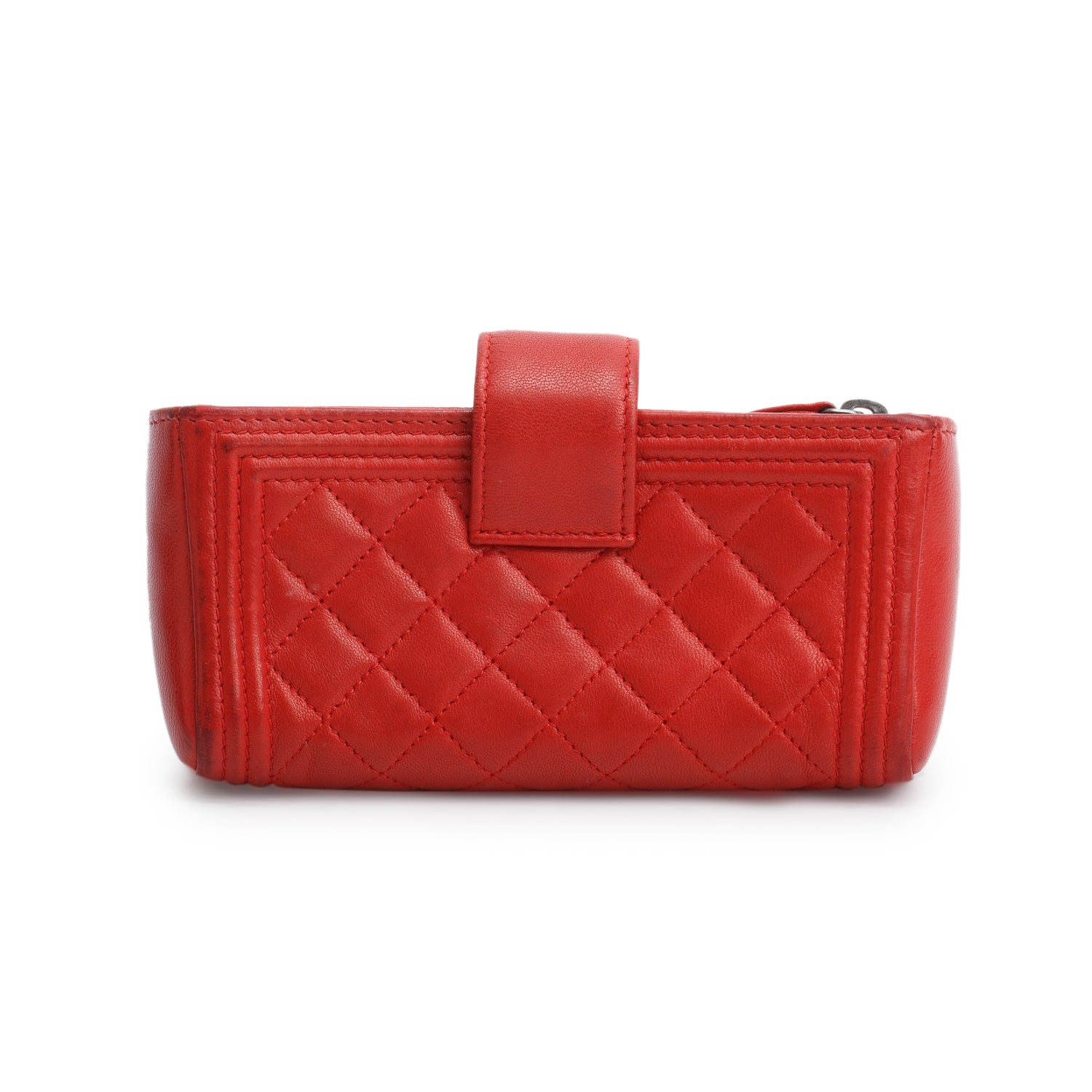 Chanel Red Lambskin Quilted Mini Phone Holder