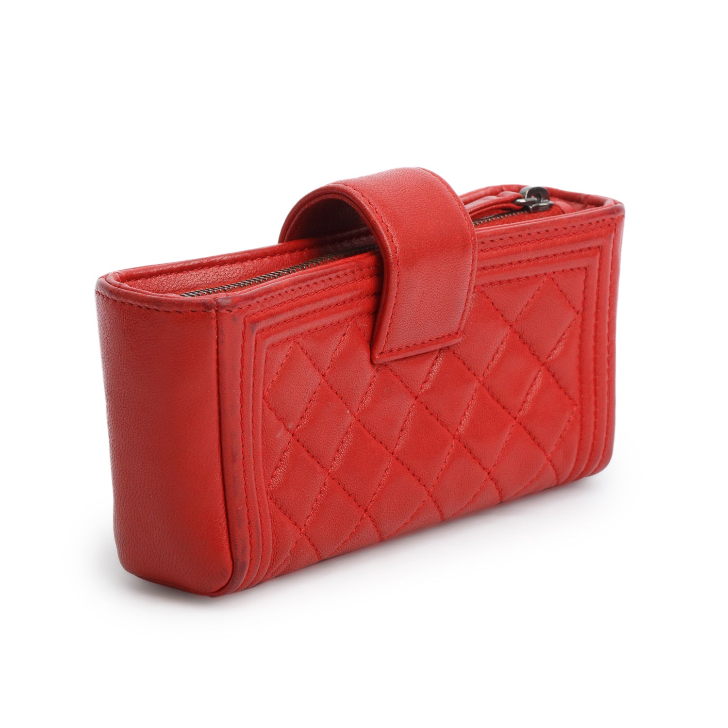Chanel Red Lambskin Quilted Mini Phone Holder
