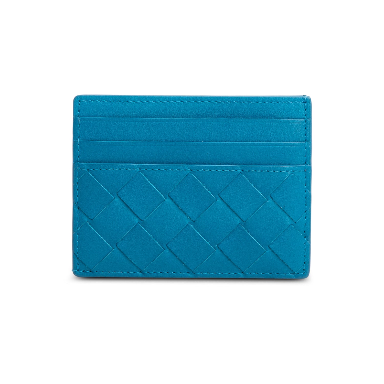 Bottega Venetta Blue Intreciatto Nappa Leather Credit Card Case
