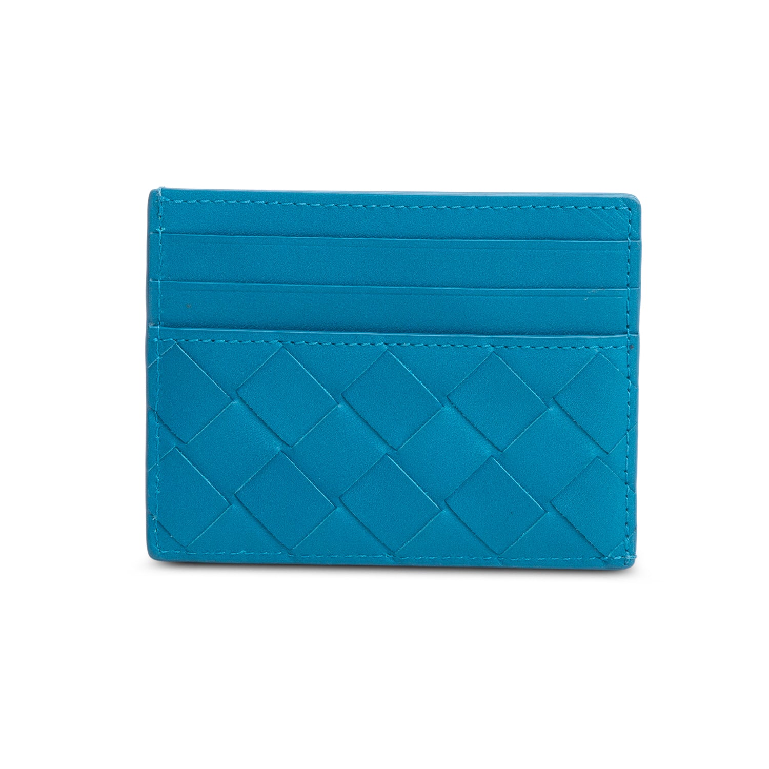 Bottega Venetta Blue Intreciatto Nappa Leather Credit Card Case