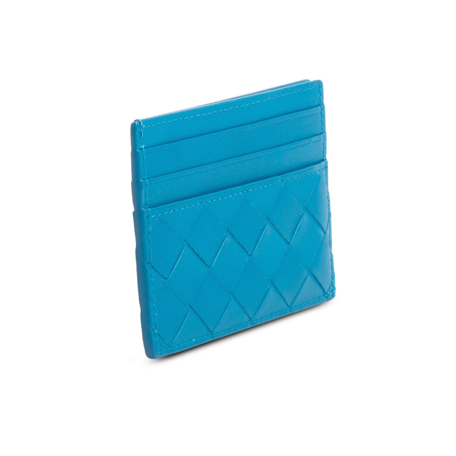 Bottega Venetta Blue Intreciatto Nappa Leather Credit Card Case