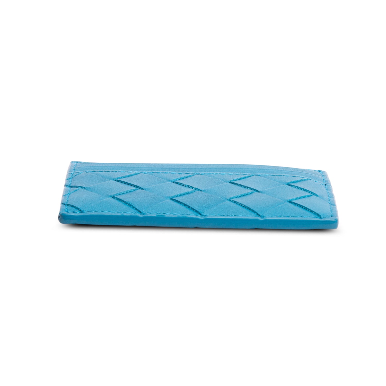 Bottega Venetta Blue Intreciatto Nappa Leather Credit Card Case