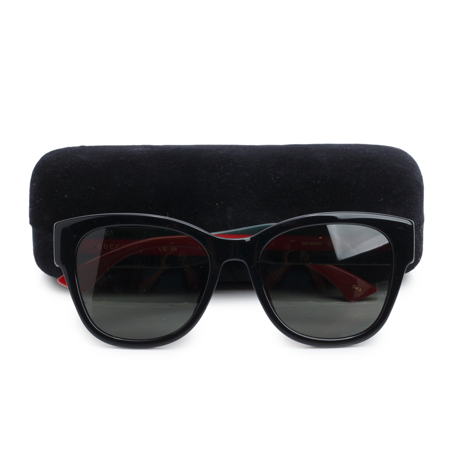 Gucci GG1866SK Black Web Acetate Interlocking G Accent Sunglasses w/ Case
