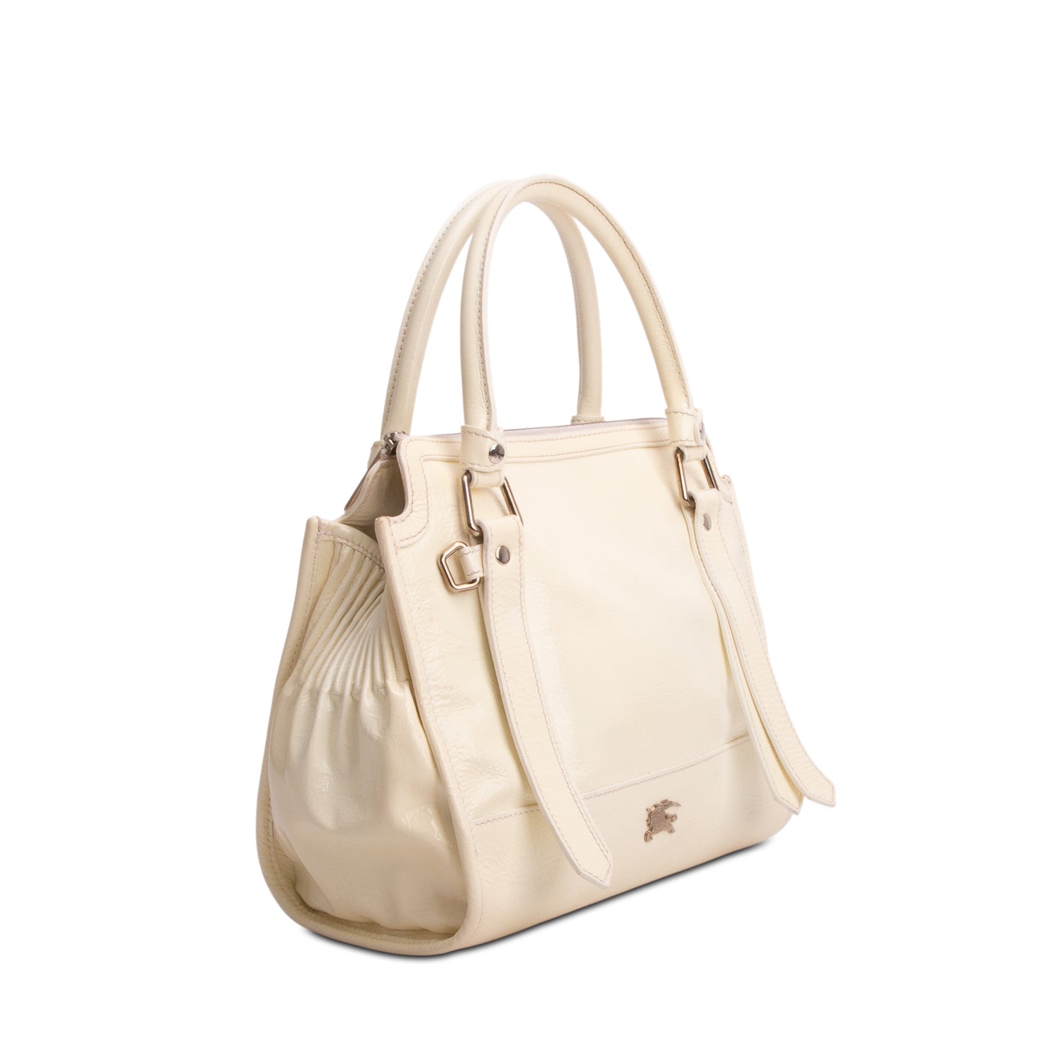 Burberry Cream Patent Leather Tote w/ Strap & Authenticity Card