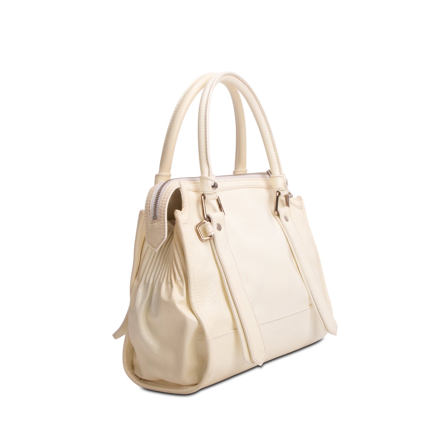 Burberry Cream Patent Leather Tote w/ Strap & Authenticity Card