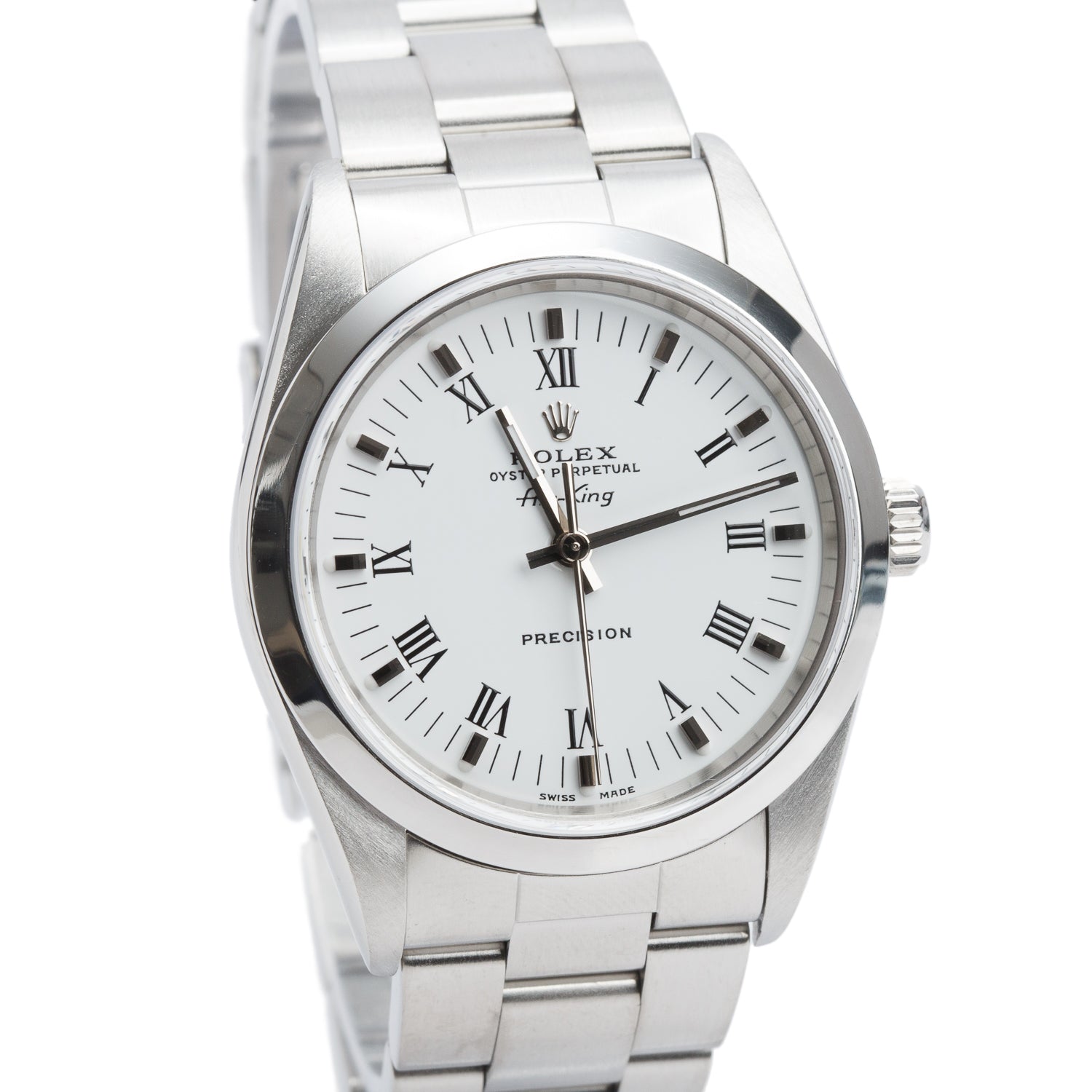 Rolex Stainless Steel Oyster Perpetual Air King 34 MM Watch White Dial 14000M