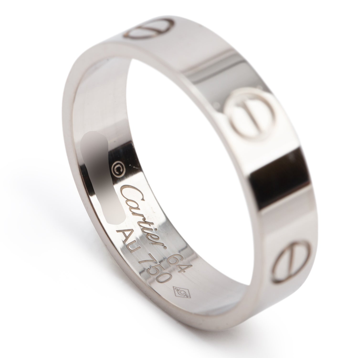 Cartier 18k White Gold 5.5 MM Love Ring, Classic Model, Size 64 10.75 w/ Box