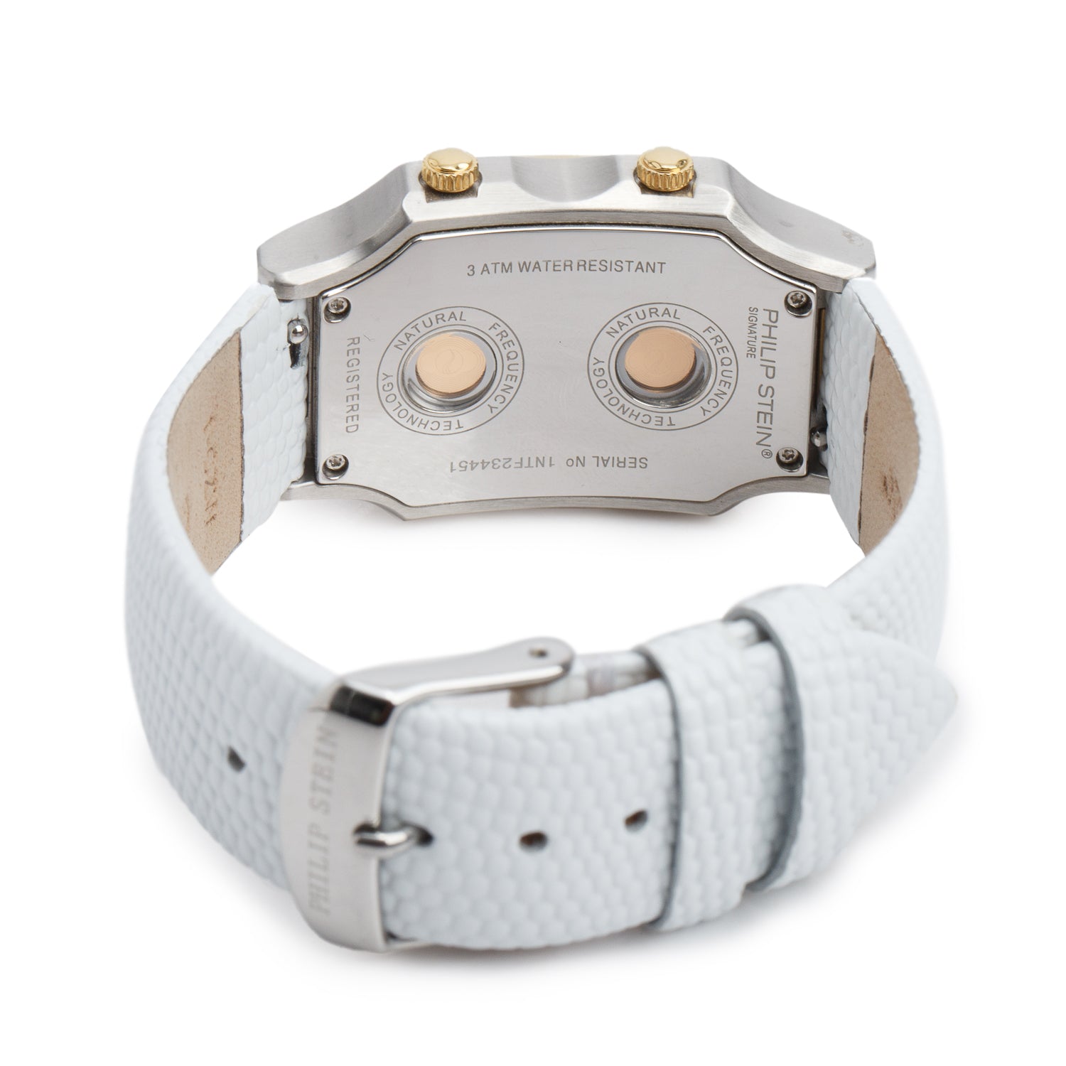 Philip Stein Gold Plated & Stainless Steel Classic Signature Watch Mother of Pearl Dial w/ Box & Extra Strap