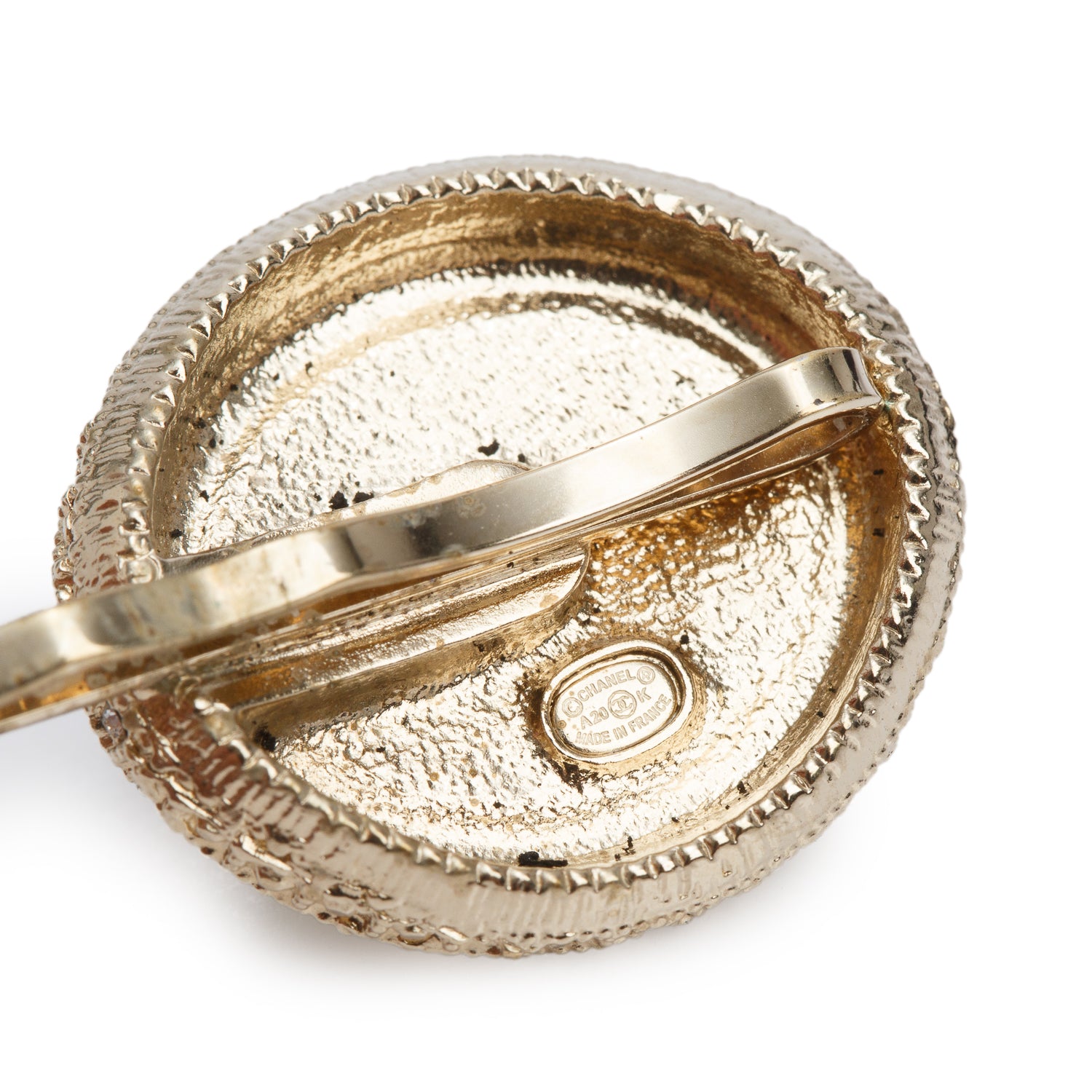 Chanel Gold-Plated Resin Strass CC Logo Hair Clip Barrette w/ Box
