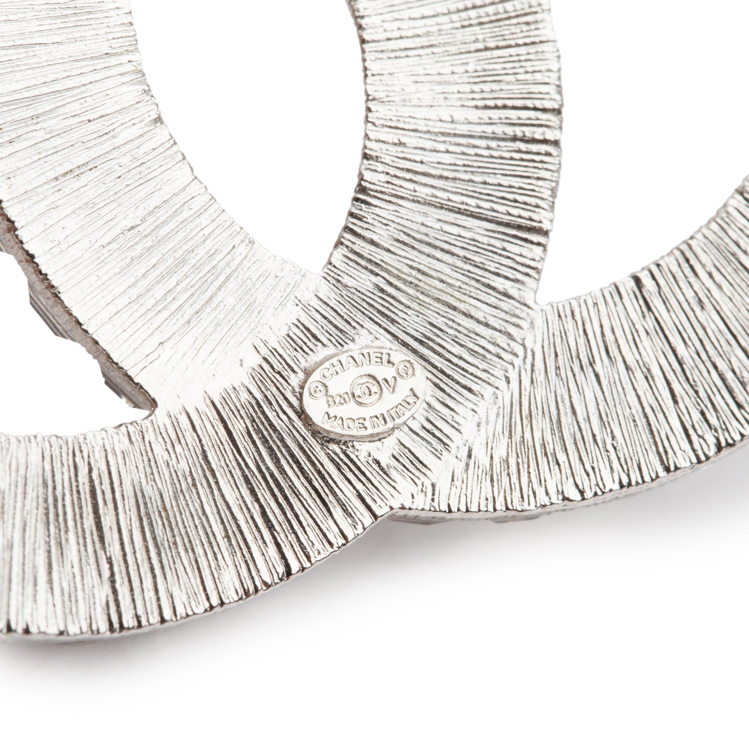 Chanel 2020 Palladium Plated Strass Large CC Brooch