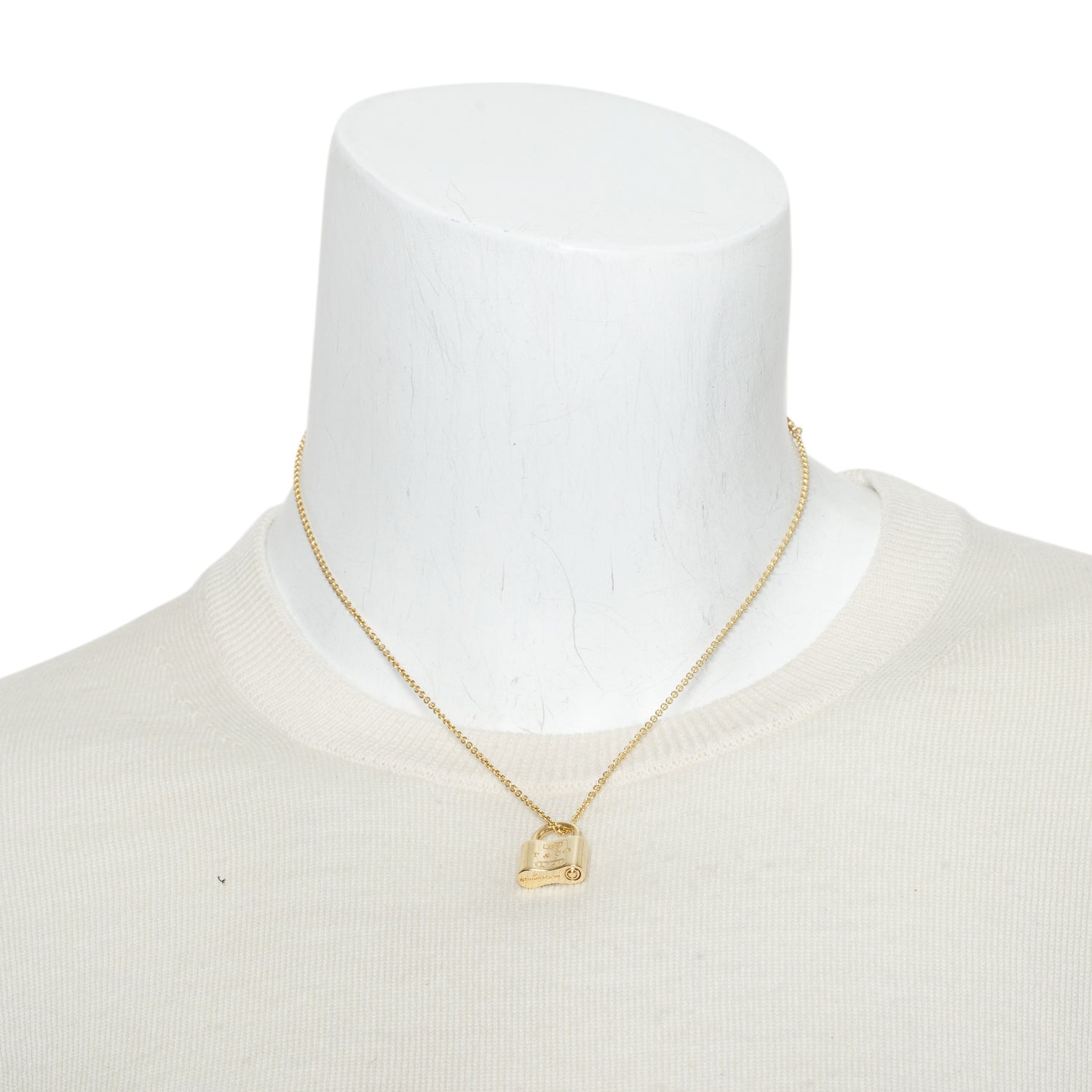 Tiffany & Co. 18k Yellow Gold 1837 Padlock Pendant Necklace w/ Box