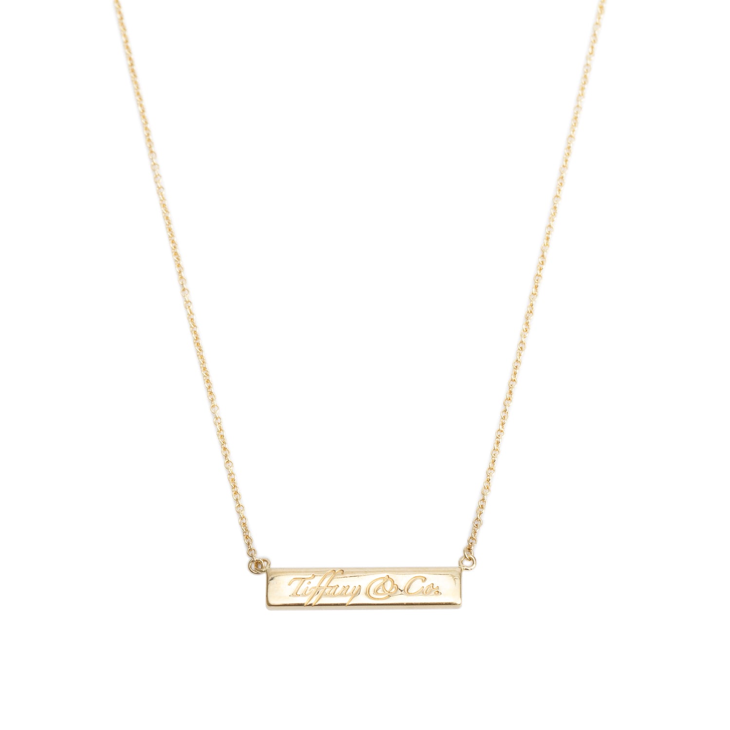 Tiffany & Co. 18k Yellow Gold Notes Bar Pendant Necklace w/ Box