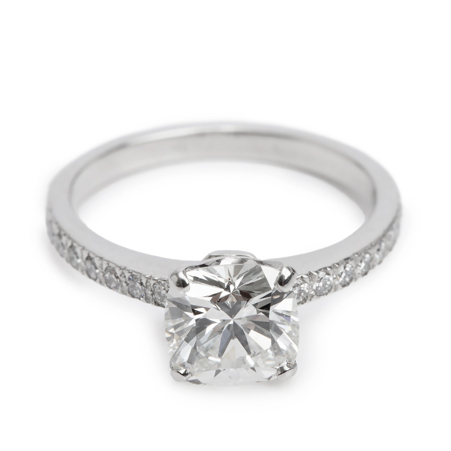 Tiffany & Co. Platinum 1.51 ct. Cushion Cut Diamond Engagement Ring, Size 6 w/ Box & Paperwork