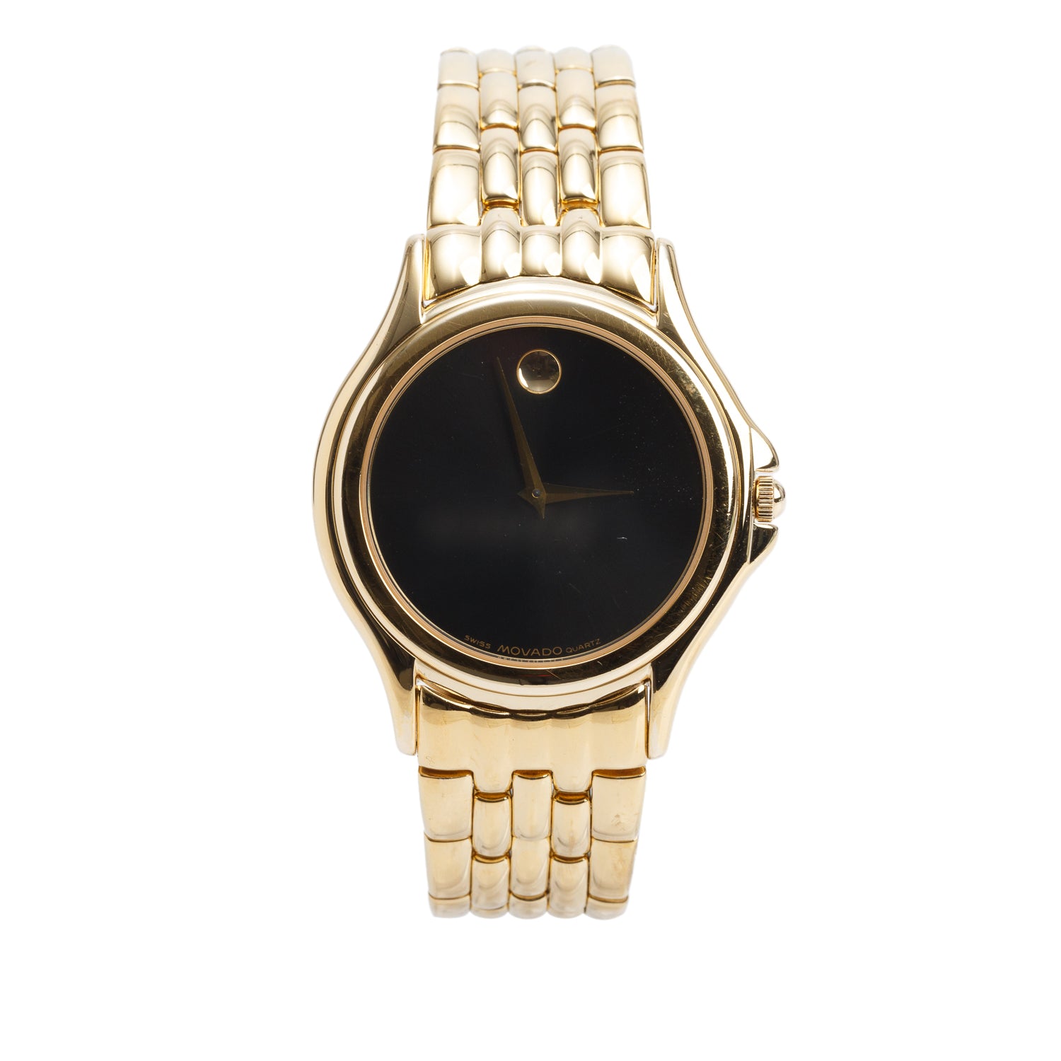 Movado Gold Plated Stainless Steel Museum 35 MM Quartz Watch Black Dial