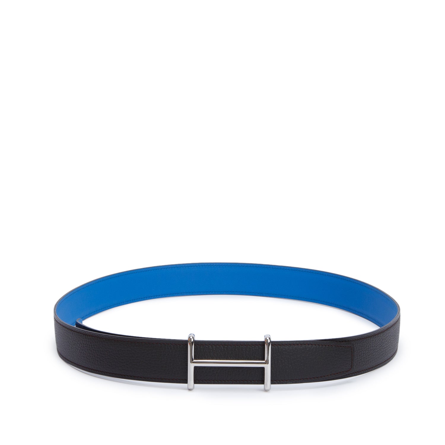 Hermes Noir/Bleu Hydra Togo & Epsom H d'Ancre Reversible Belt, Size 100 w/ Box